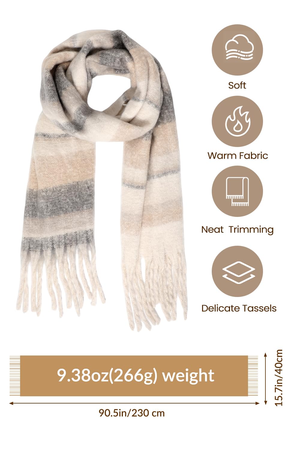 Passionbility Women's Winter Scarfs for Women, Mohair Vintage Scarf Large Chunky Scarf Cashmere Feel Blanket Wrap