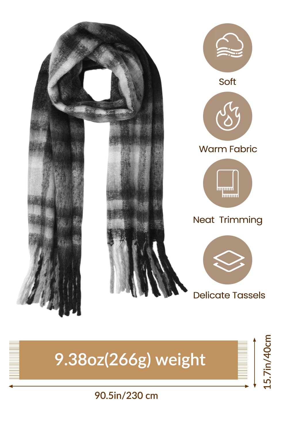 Passionbility Women's Winter Scarfs for Women, Mohair Vintage Scarf Large Chunky Scarf Cashmere Feel Blanket Wrap