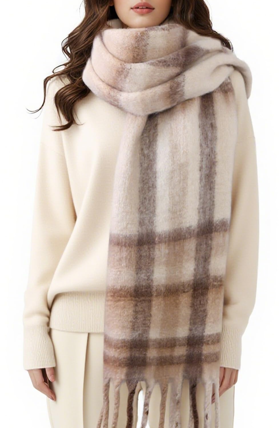 Passionbility Women's Winter Scarfs for Women, Mohair Vintage Scarf Large Chunky Scarf Cashmere Feel Blanket Wrap