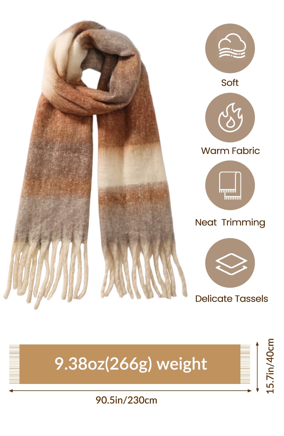 Passionbility Women's Winter Scarfs for Women, Mohair Vintage Scarf Large Chunky Scarf Cashmere Feel Blanket Wrap