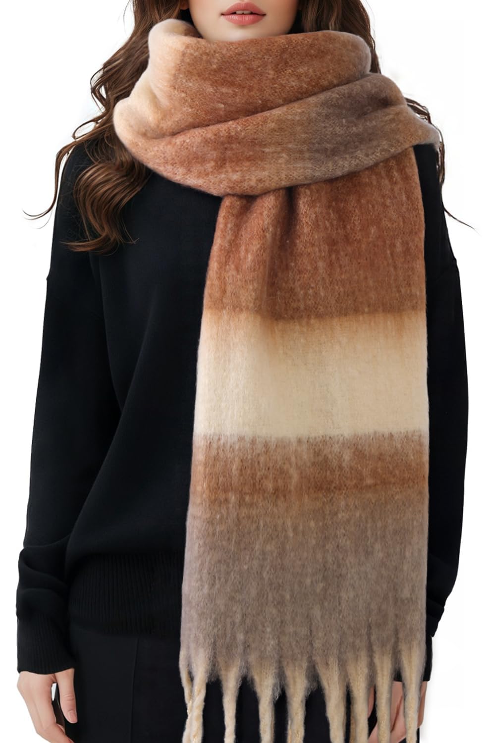 Passionbility Women's Winter Scarfs for Women, Mohair Vintage Scarf Large Chunky Scarf Cashmere Feel Blanket Wrap