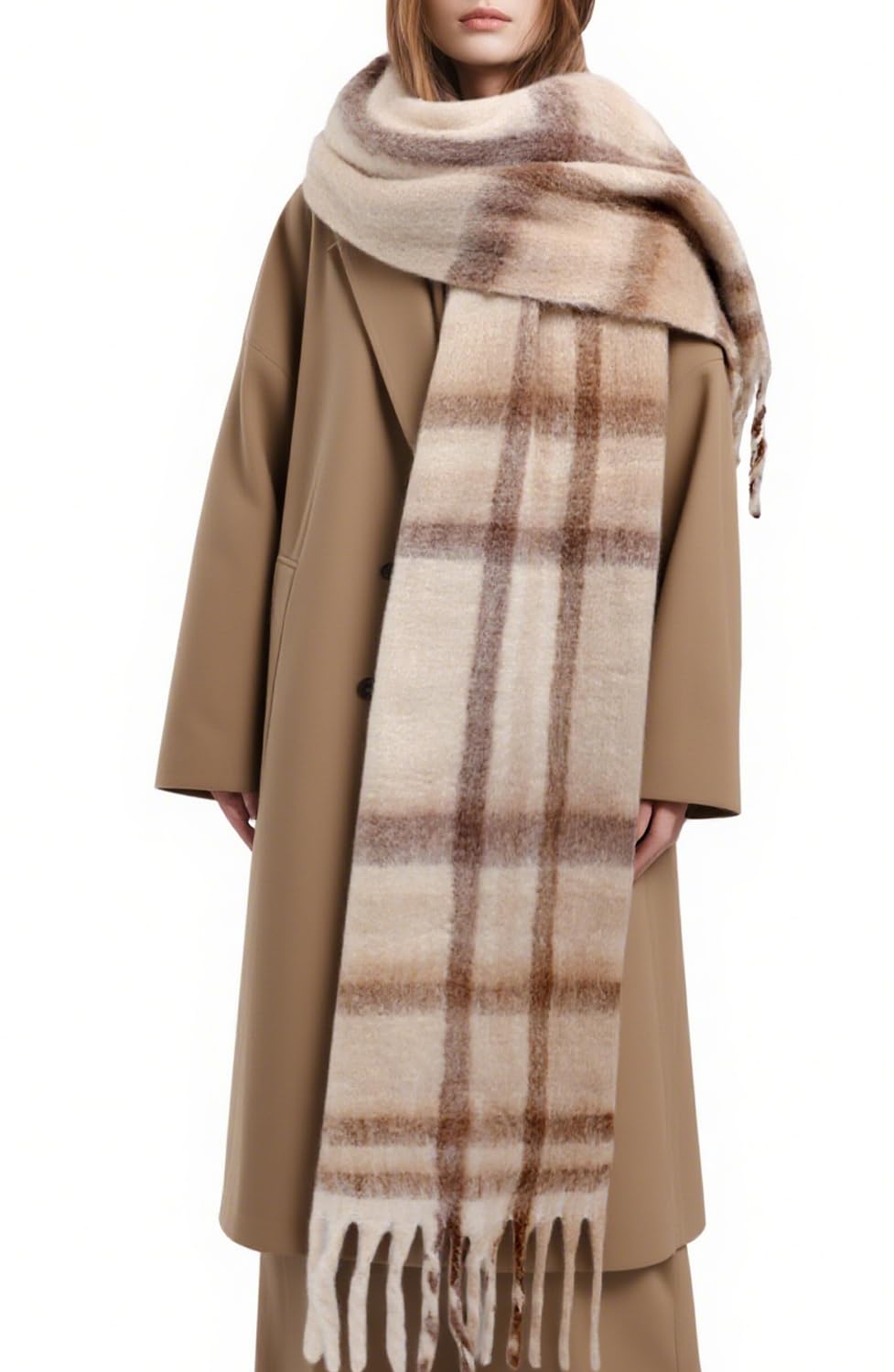 Passionbility Women's Winter Scarfs for Women, Mohair Vintage Scarf Large Chunky Scarf Cashmere Feel Blanket Wrap