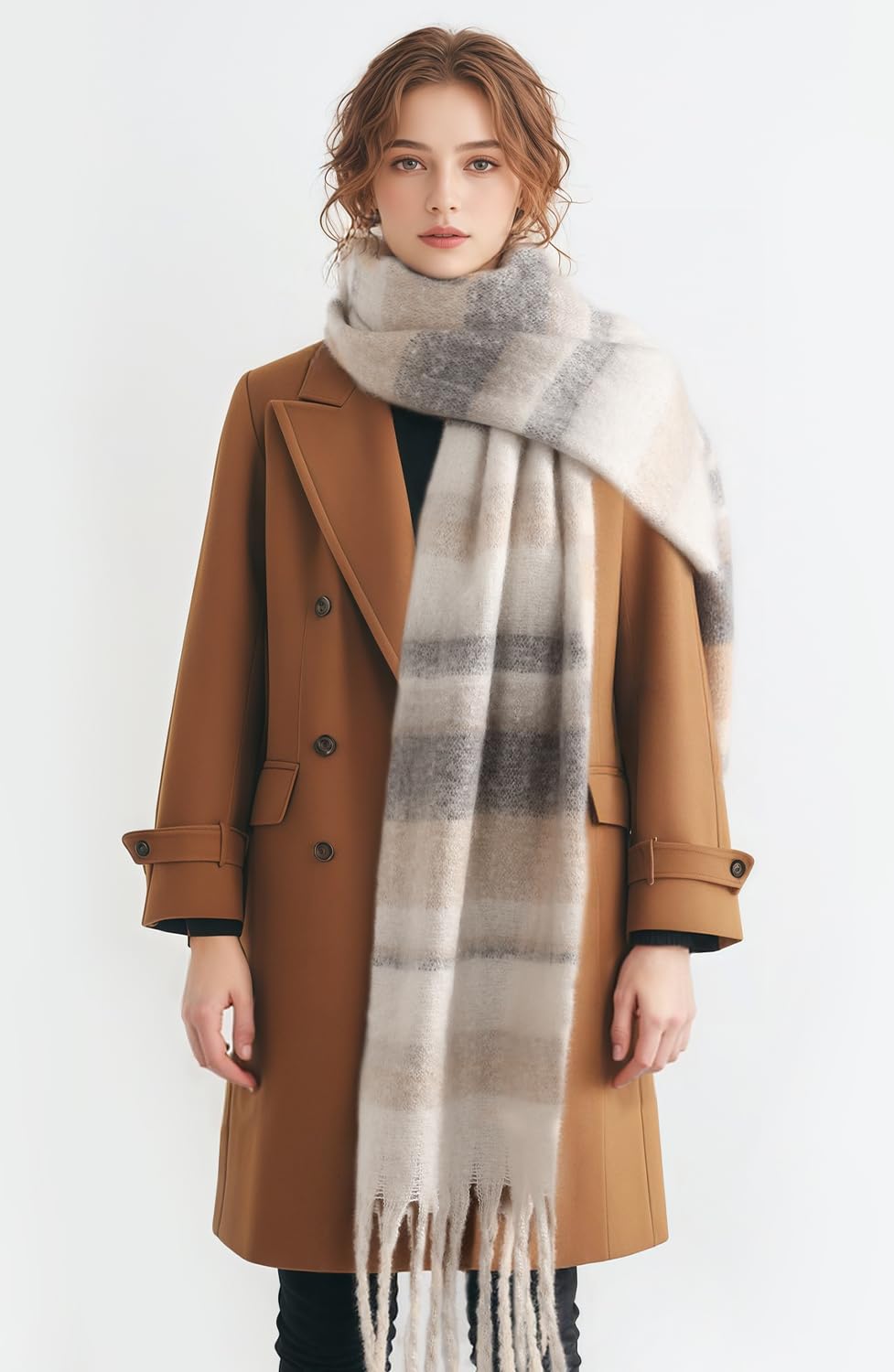 Passionbility Women's Winter Scarfs for Women, Mohair Vintage Scarf Large Chunky Scarf Cashmere Feel Blanket Wrap