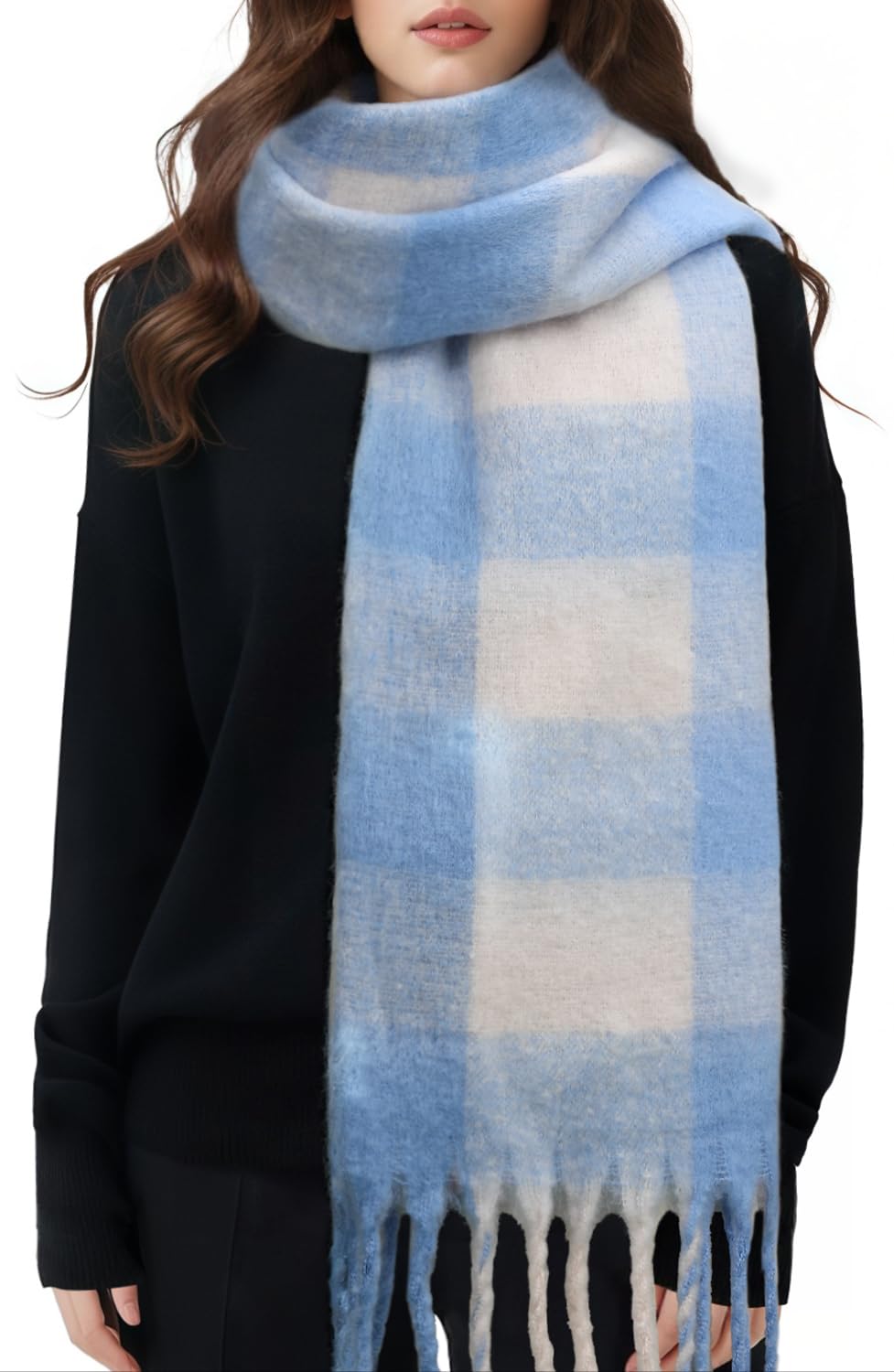 Passionbility Women's Winter Scarfs for Women, Mohair Vintage Scarf Large Chunky Scarf Cashmere Feel Blanket Wrap