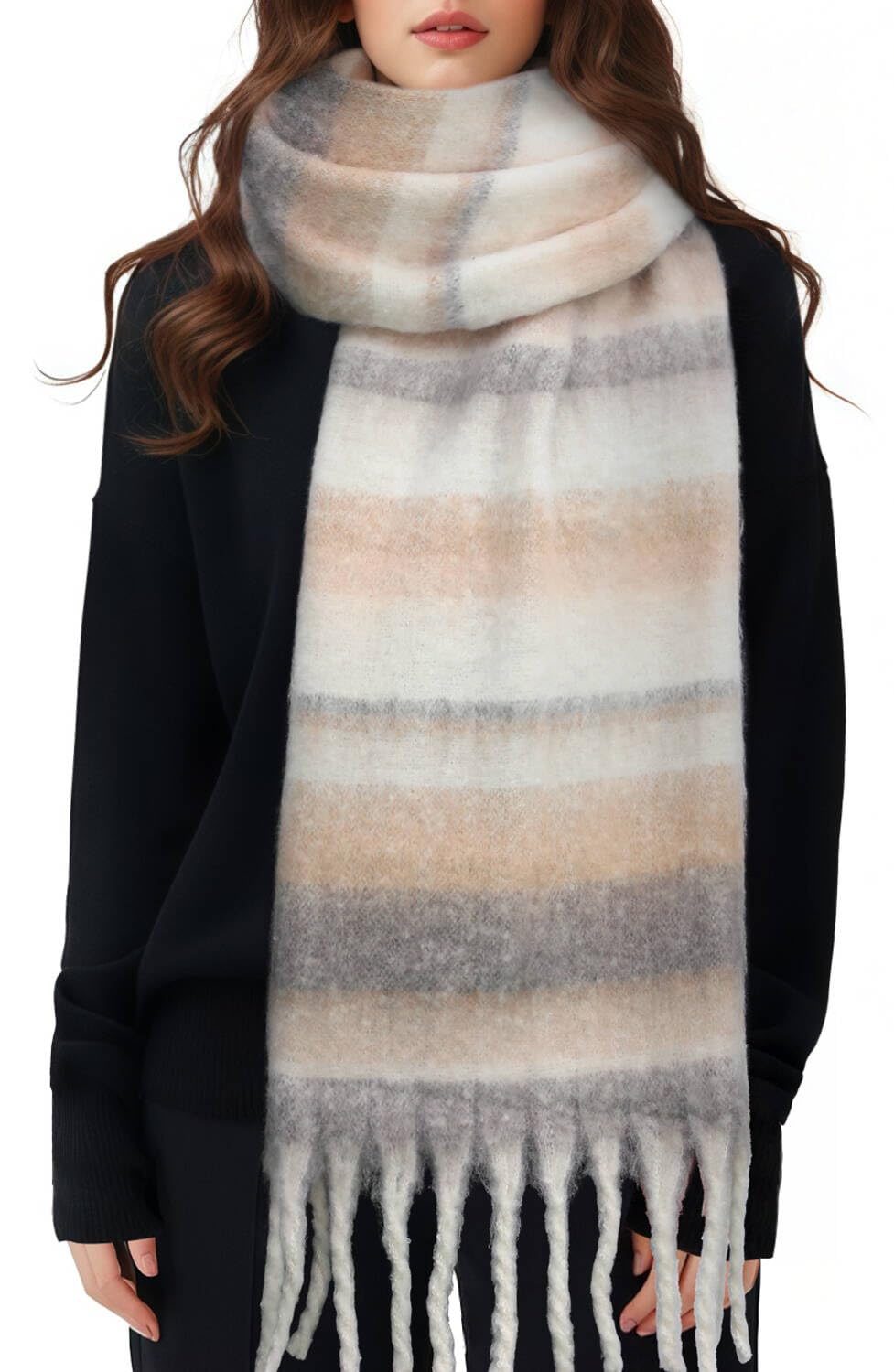 Passionbility Women's Winter Scarfs for Women, Mohair Vintage Scarf Large Chunky Scarf Cashmere Feel Blanket Wrap