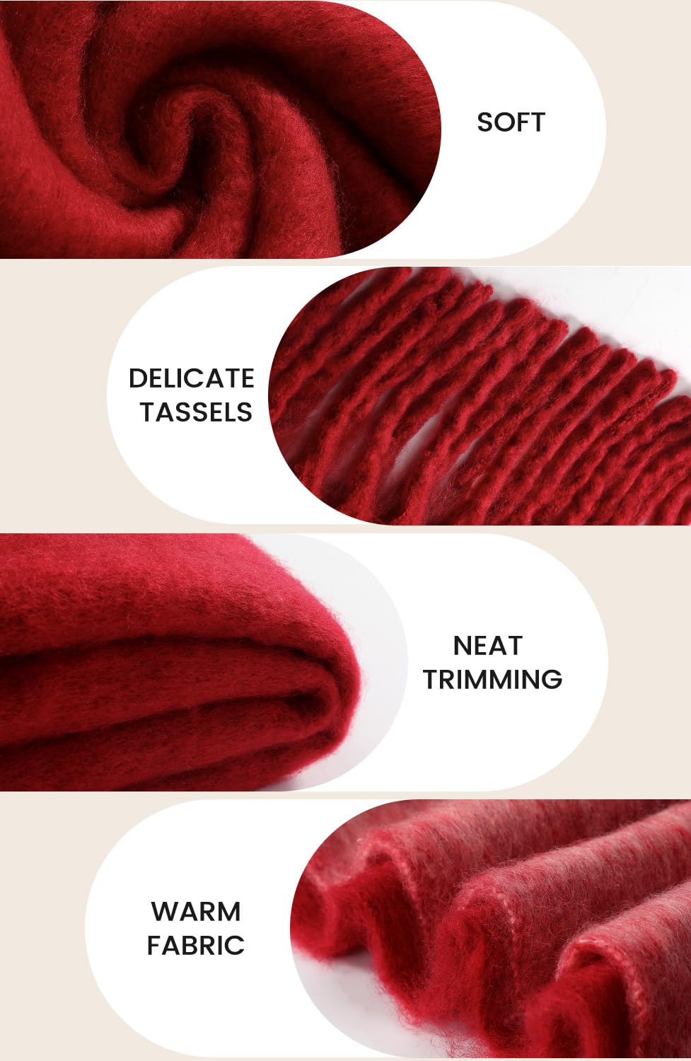Passionbility Women's Winter Scarfs for Women, Mohair Vintage Scarf Large Chunky Scarf Cashmere Feel Blanket Wrap