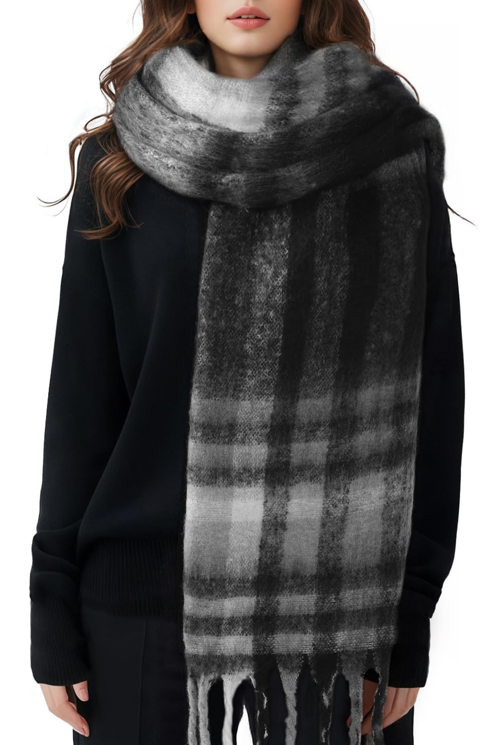 Passionbility Women's Winter Scarfs for Women, Mohair Vintage Scarf Large Chunky Scarf Cashmere Feel Blanket Wrap