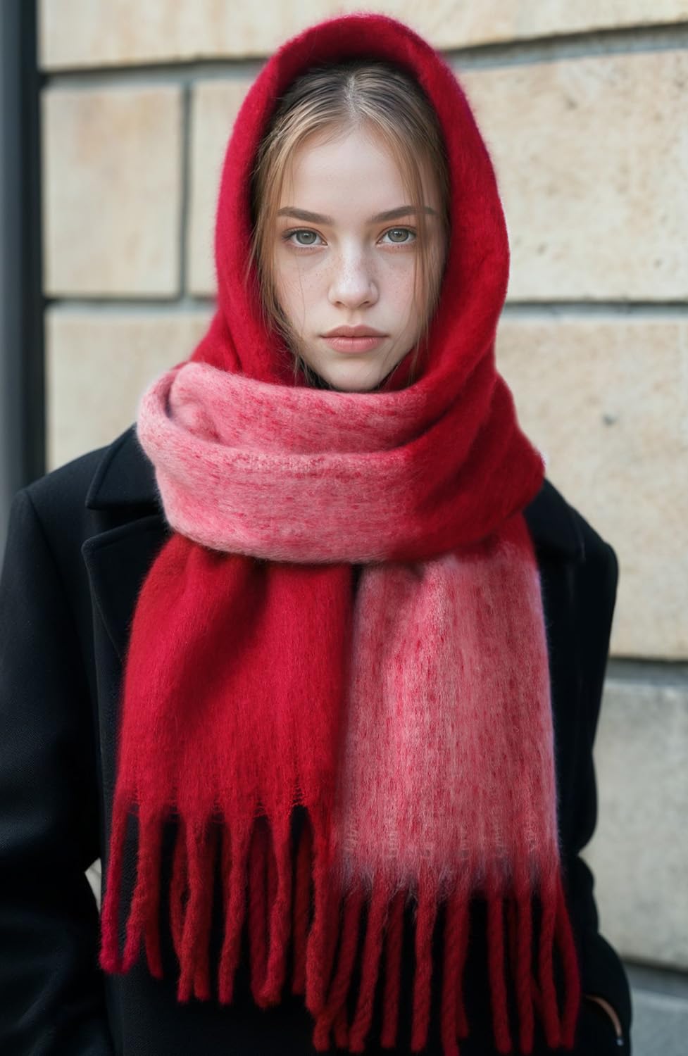 Passionbility Women's Winter Scarfs for Women, Mohair Vintage Scarf Large Chunky Scarf Cashmere Feel Blanket Wrap