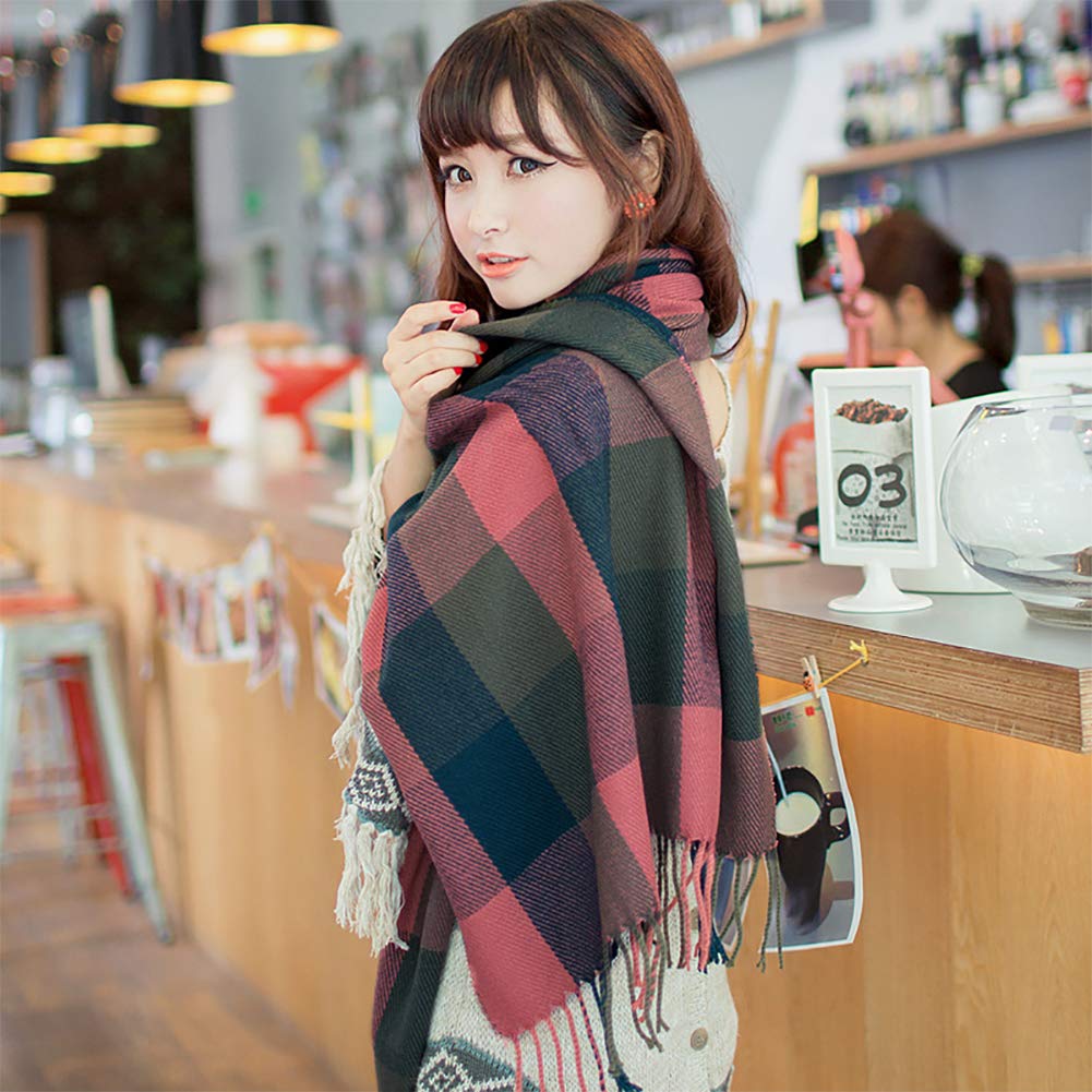 YSense Winter Scarf for Women, Fashion Long Plaid Scarves Warm Big Tartan Blanket Wrap Shawl Ladies Gifts