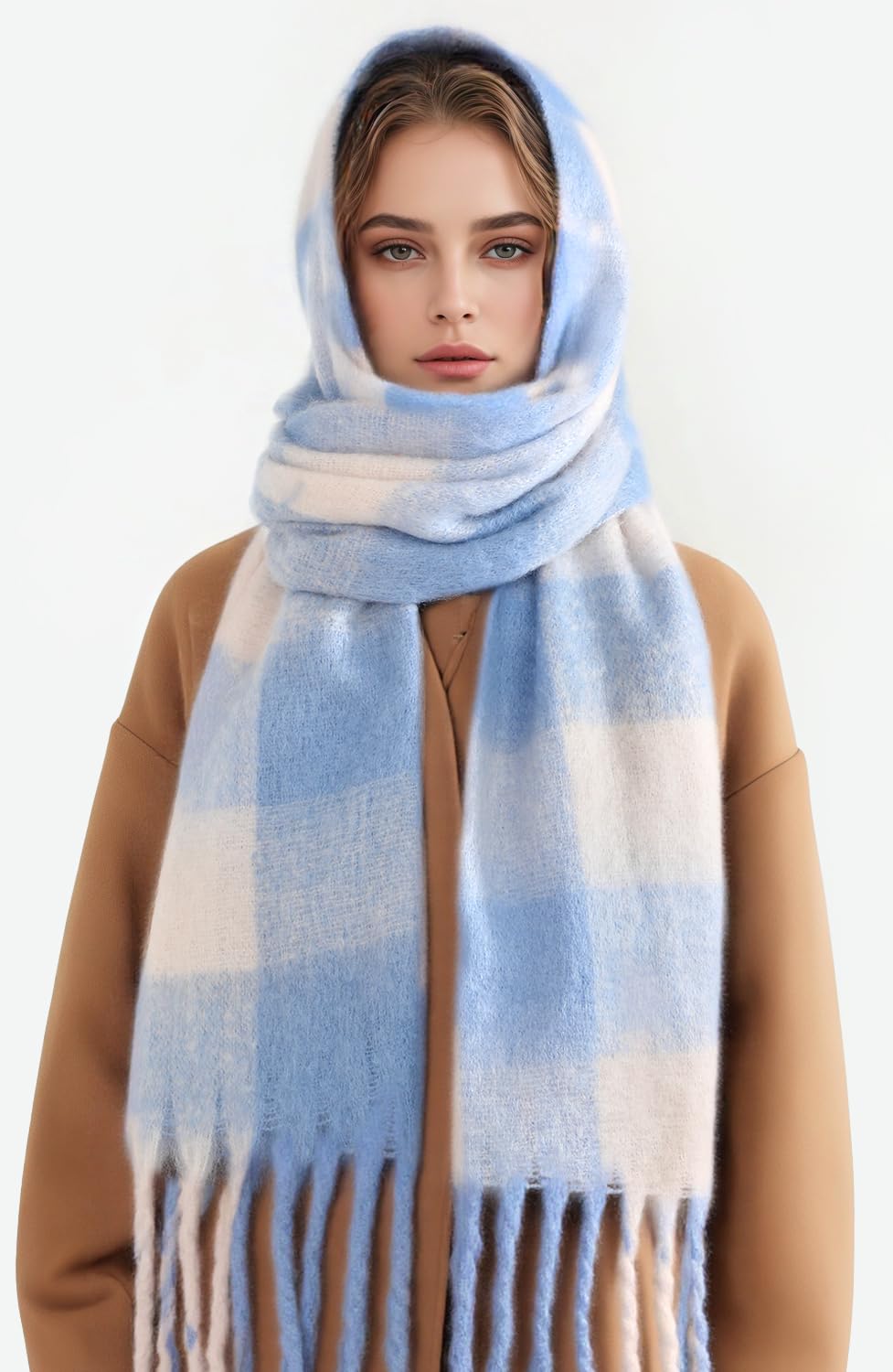Passionbility Women's Winter Scarfs for Women, Mohair Vintage Scarf Large Chunky Scarf Cashmere Feel Blanket Wrap