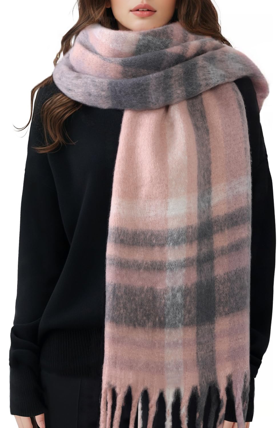 Passionbility Women's Winter Scarfs for Women, Mohair Vintage Scarf Large Chunky Scarf Cashmere Feel Blanket Wrap