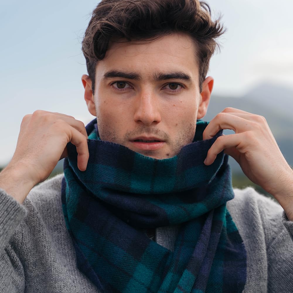 Biddy Murphy 100% Irish Wool Scarf for Women & Men, Soft & Warm, Plaid Tartan, 9" x 78"