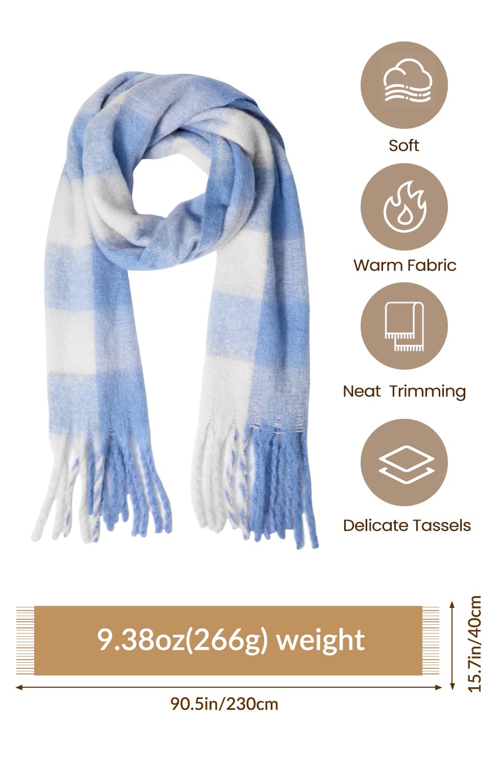 Passionbility Women's Winter Scarfs for Women, Mohair Vintage Scarf Large Chunky Scarf Cashmere Feel Blanket Wrap