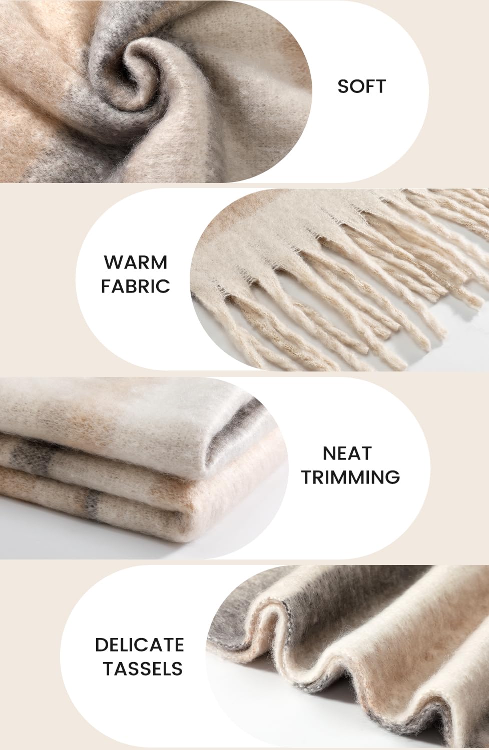 Passionbility Women's Winter Scarfs for Women, Mohair Vintage Scarf Large Chunky Scarf Cashmere Feel Blanket Wrap