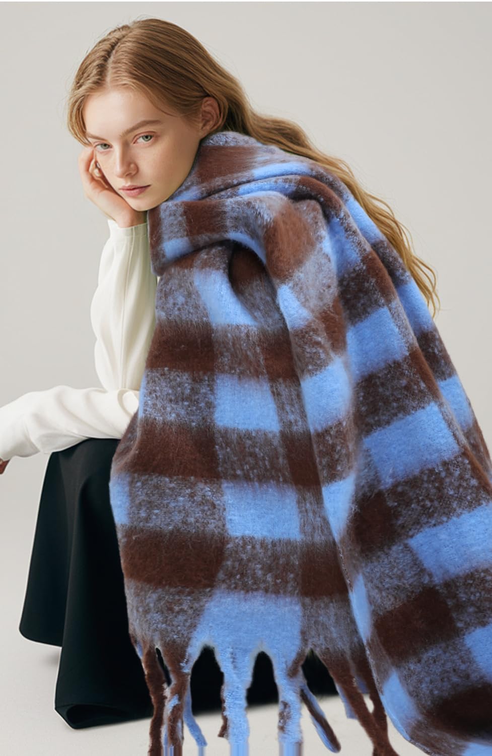 Passionbility Women's Winter Scarfs for Women, Mohair Vintage Scarf Large Chunky Scarf Cashmere Feel Blanket Wrap