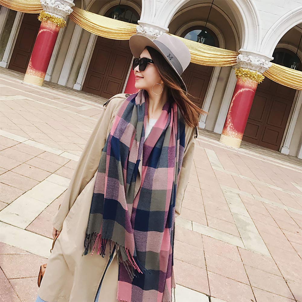 YSense Winter Scarf for Women, Fashion Long Plaid Scarves Warm Big Tartan Blanket Wrap Shawl Ladies Gifts