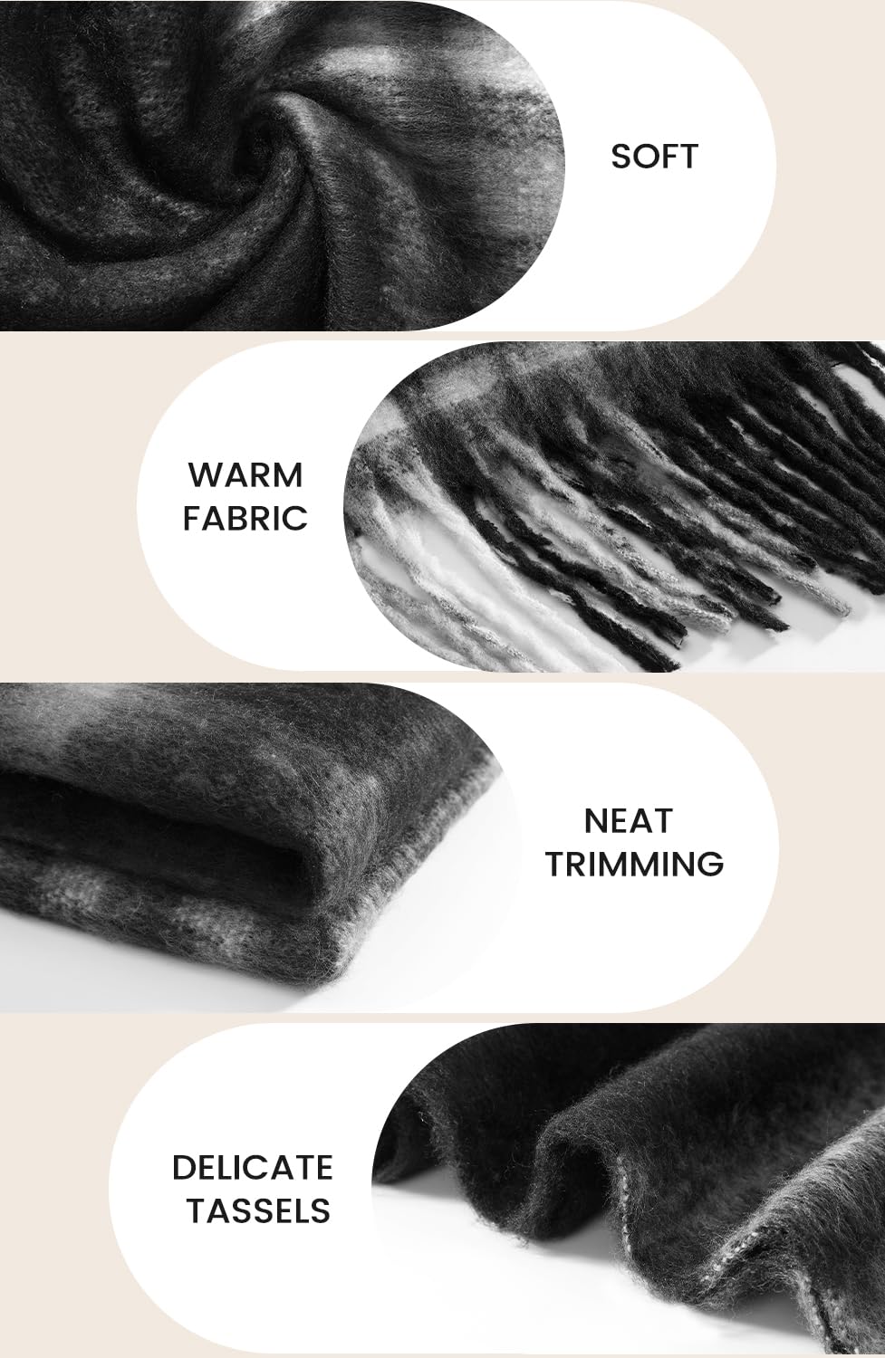 Passionbility Women's Winter Scarfs for Women, Mohair Vintage Scarf Large Chunky Scarf Cashmere Feel Blanket Wrap