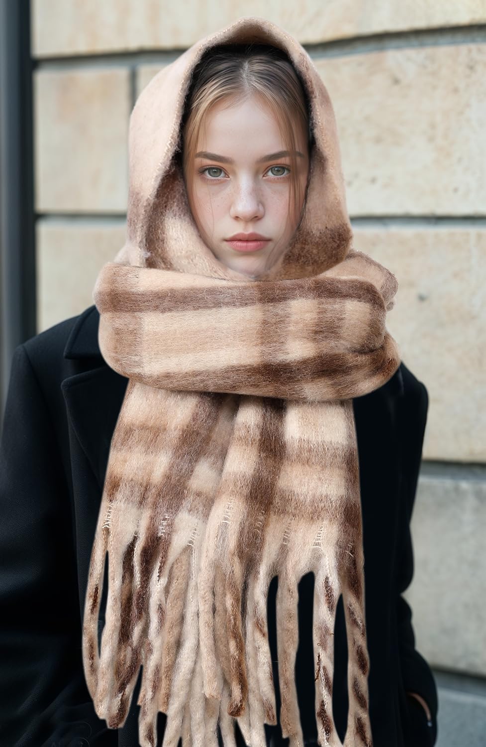 Passionbility Women's Winter Scarfs for Women, Mohair Vintage Scarf Large Chunky Scarf Cashmere Feel Blanket Wrap