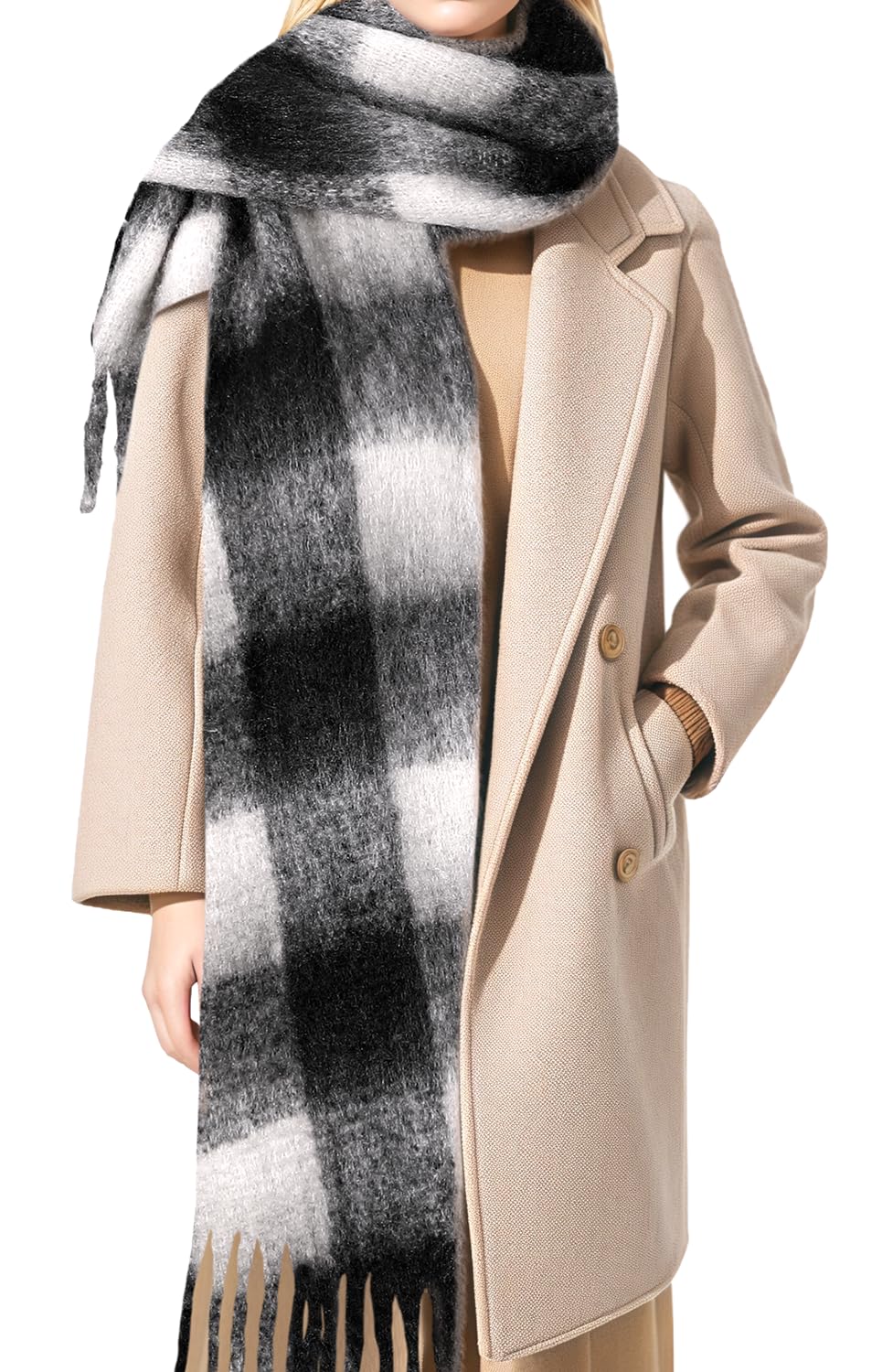 Passionbility Women's Winter Scarfs for Women, Mohair Vintage Scarf Large Chunky Scarf Cashmere Feel Blanket Wrap