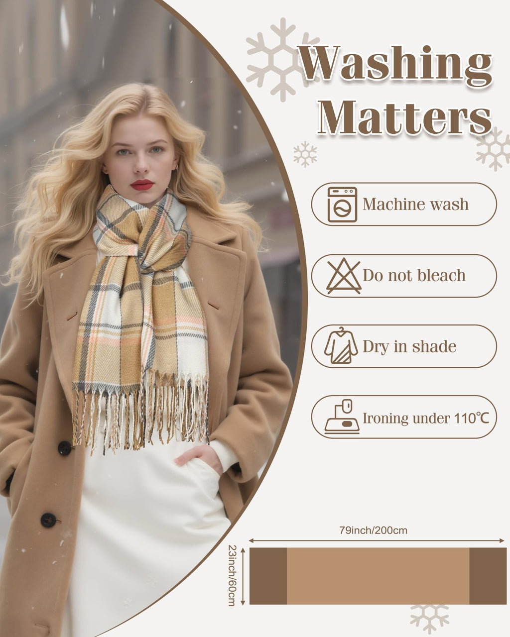 YSense Winter Scarf for Women, Fashion Long Plaid Scarves Warm Big Tartan Blanket Wrap Shawl Ladies Gifts