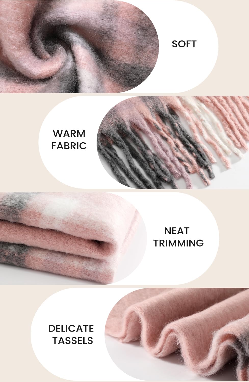Passionbility Women's Winter Scarfs for Women, Mohair Vintage Scarf Large Chunky Scarf Cashmere Feel Blanket Wrap