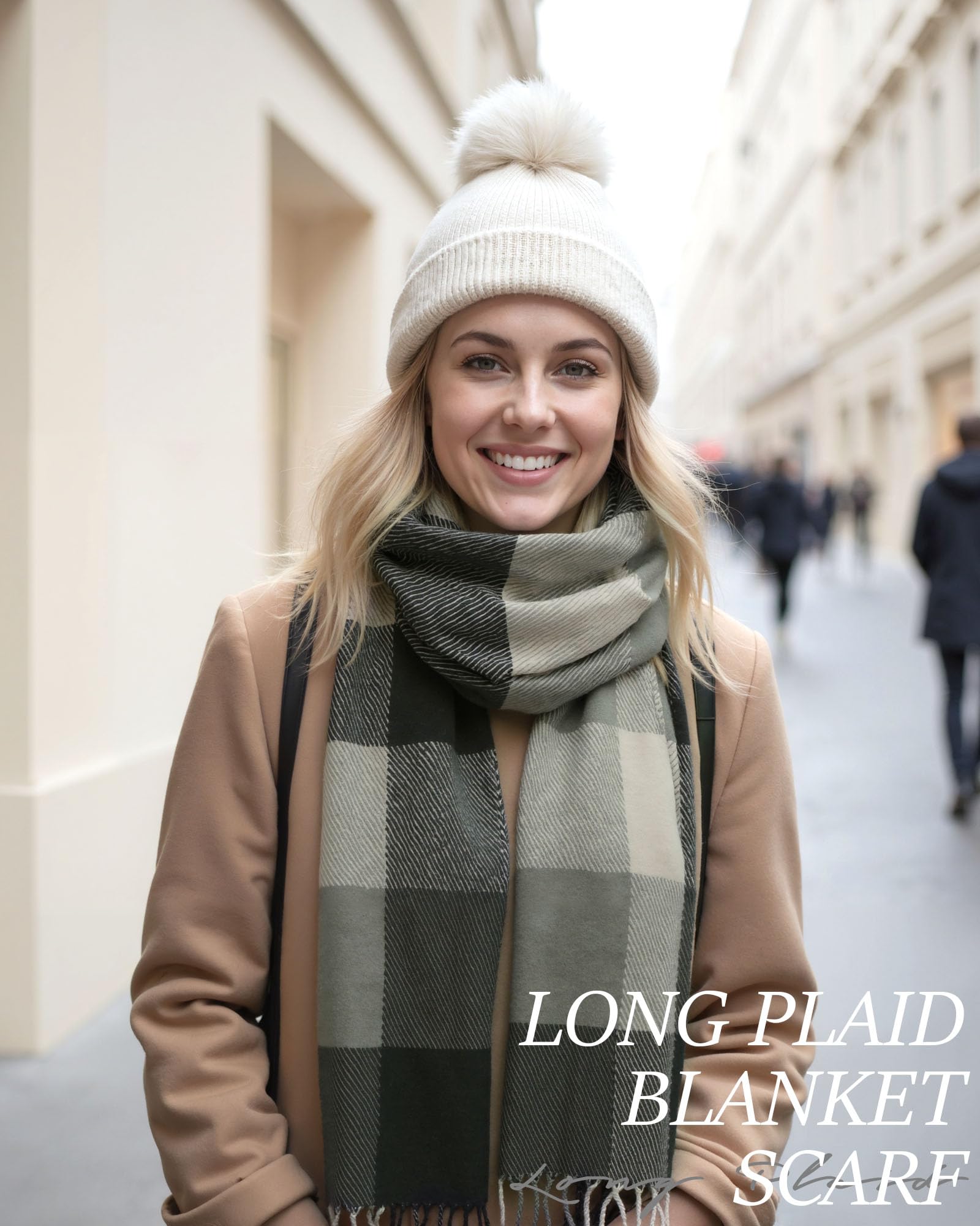 YSense Winter Scarf for Women, Fashion Long Plaid Scarves Warm Big Tartan Blanket Wrap Shawl Ladies Gifts