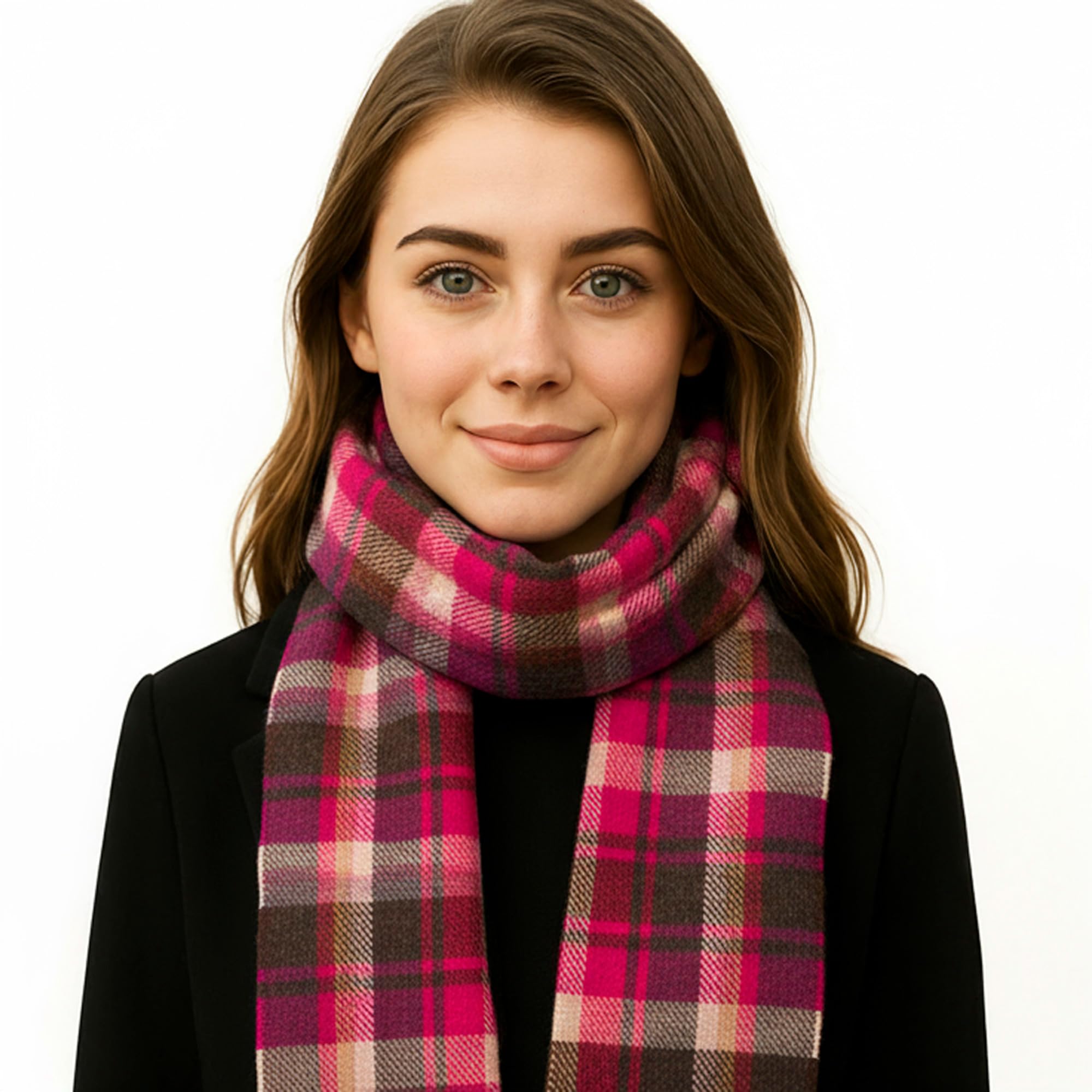 Biddy Murphy 100% Irish Wool Scarf for Women & Men, Soft & Warm, Plaid Tartan, 9" x 78"