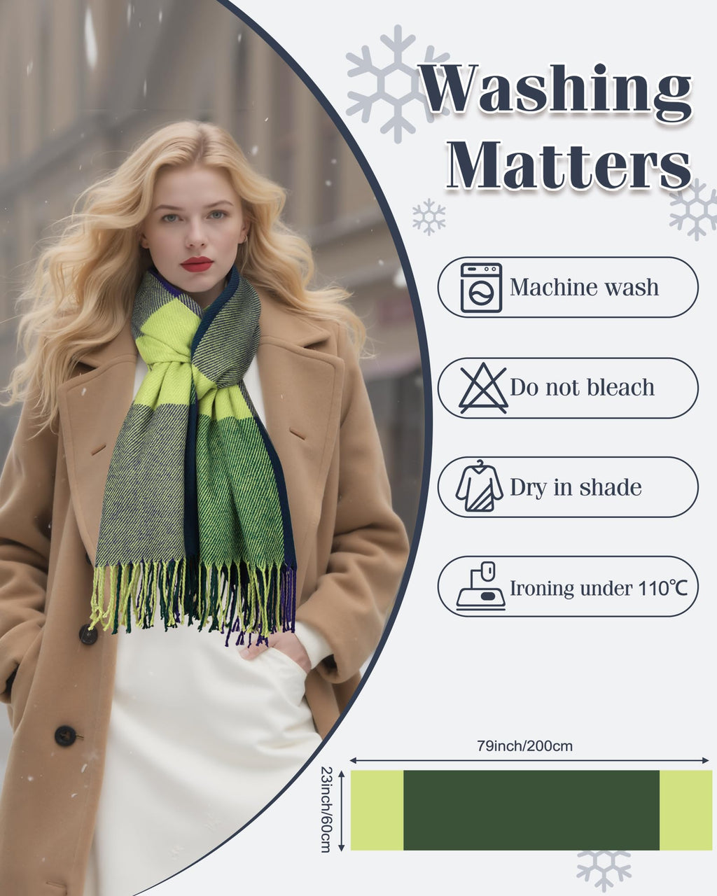 YSense Winter Scarf for Women, Fashion Long Plaid Scarves Warm Big Tartan Blanket Wrap Shawl Ladies Gifts