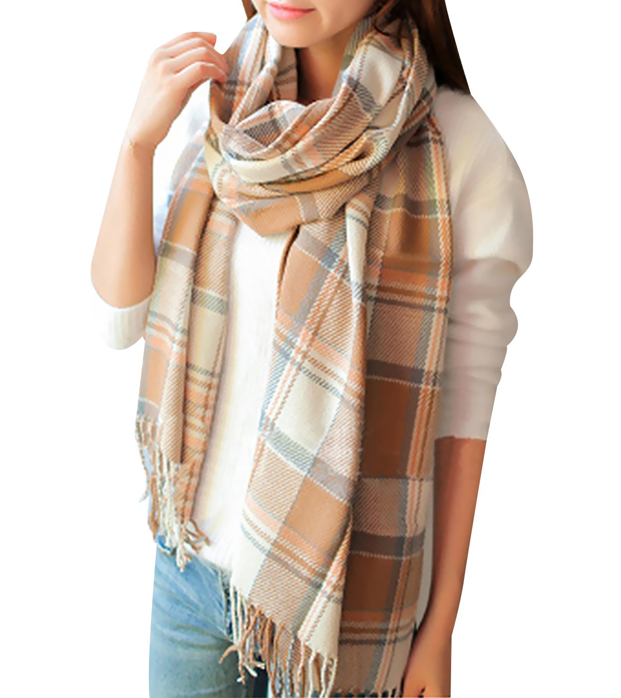 YSense Winter Scarf for Women, Fashion Long Plaid Scarves Warm Big Tartan Blanket Wrap Shawl Ladies Gifts
