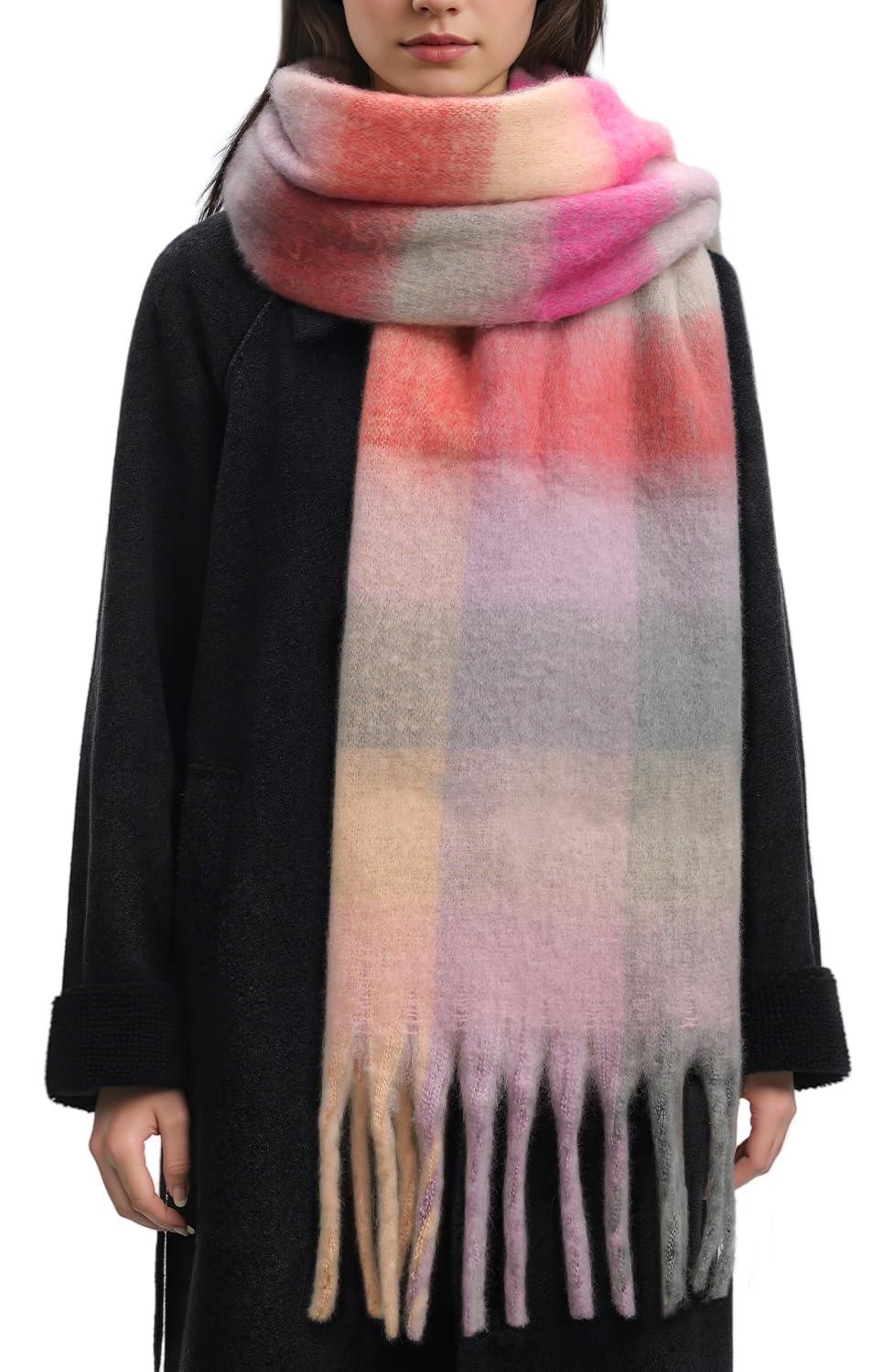 Passionbility Women's Winter Scarfs for Women, Mohair Vintage Scarf Large Chunky Scarf Cashmere Feel Blanket Wrap