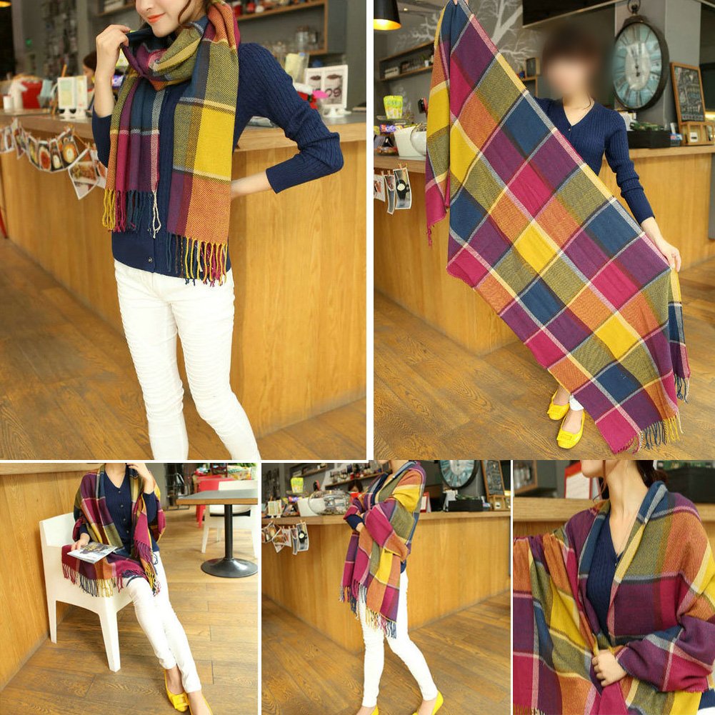YSense Winter Scarf for Women, Fashion Long Plaid Scarves Warm Big Tartan Blanket Wrap Shawl Ladies Gifts