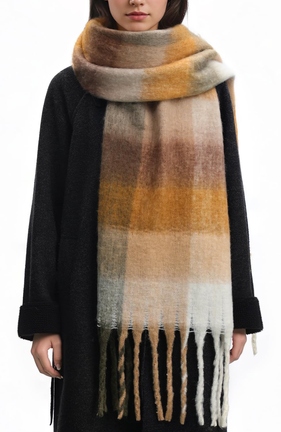 Passionbility Women's Winter Scarfs for Women, Mohair Vintage Scarf Large Chunky Scarf Cashmere Feel Blanket Wrap