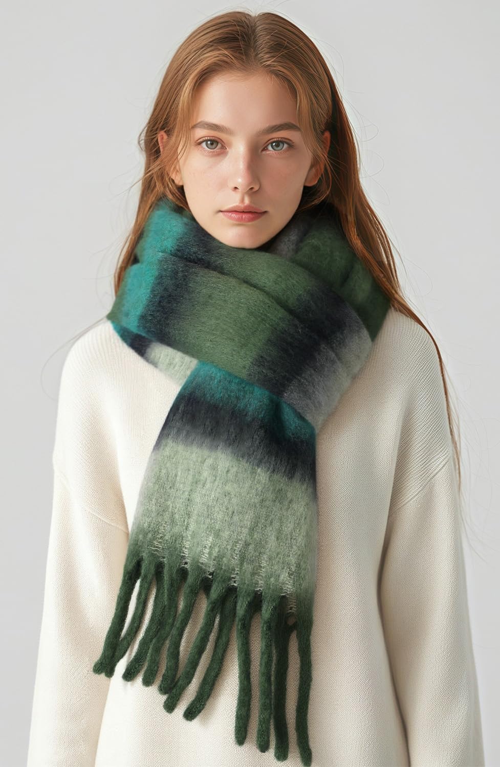 Passionbility Women's Winter Scarfs for Women, Mohair Vintage Scarf Large Chunky Scarf Cashmere Feel Blanket Wrap