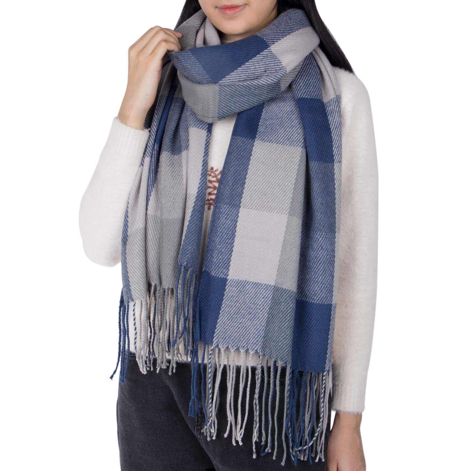 YSense Winter Scarf for Women, Fashion Long Plaid Scarves Warm Big Tartan Blanket Wrap Shawl Ladies Gifts
