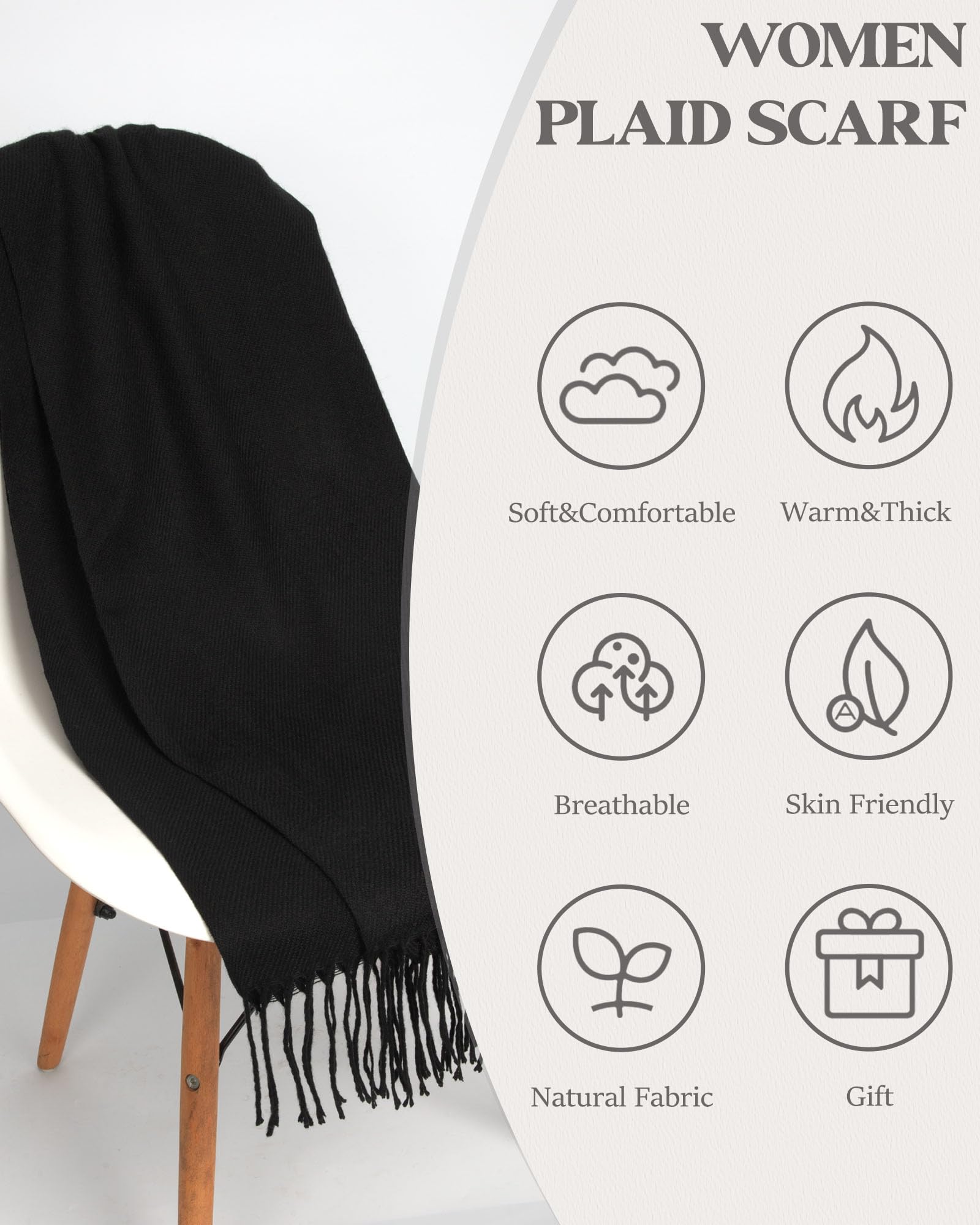 YSense Winter Scarf for Women, Fashion Long Plaid Scarves Warm Big Tartan Blanket Wrap Shawl Ladies Gifts