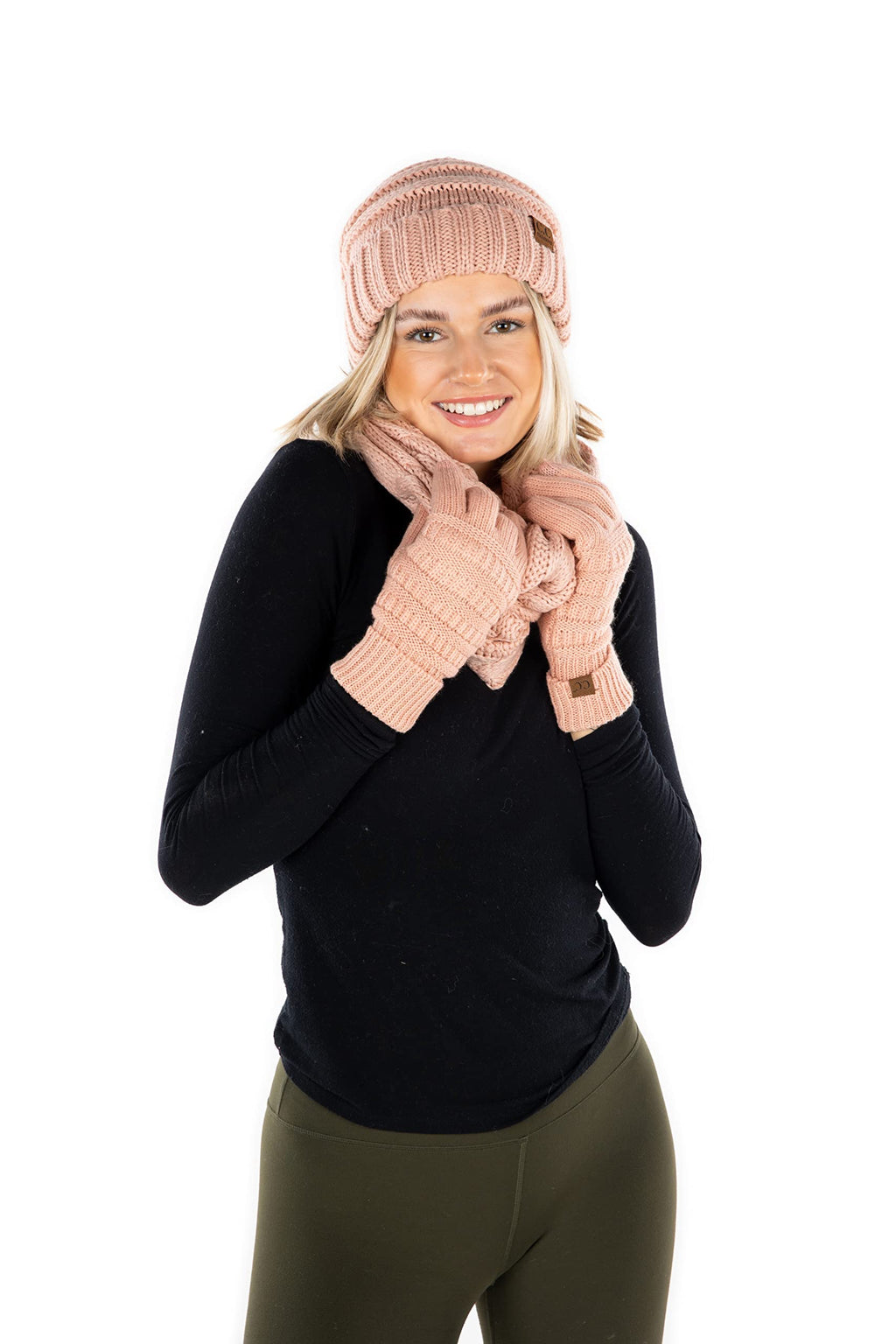 Funky Junque Hat Scarf Glove Set for Women – Matching Winter Set with Oversized Slouchy Beanie, Infinity Scarf & Cozy Gloves