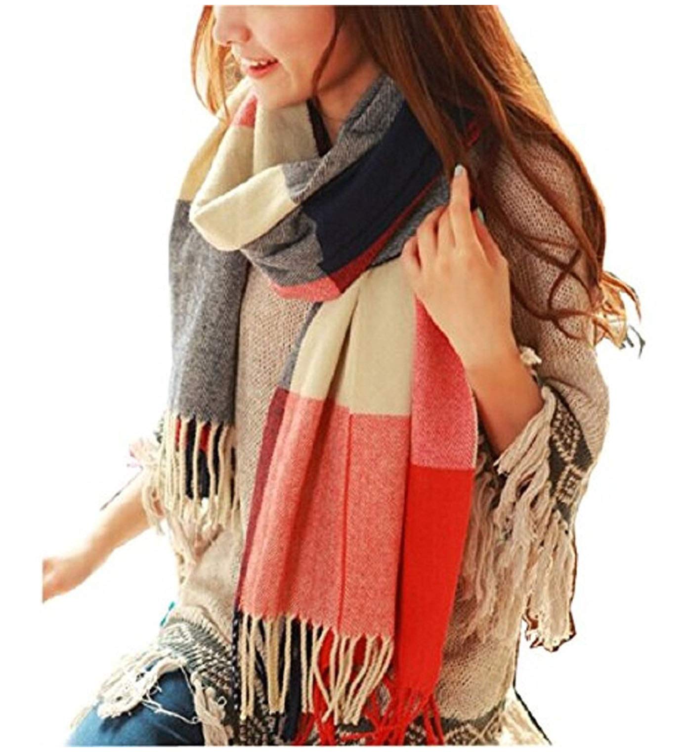 YSense Winter Scarf for Women, Fashion Long Plaid Scarves Warm Big Tartan Blanket Wrap Shawl Ladies Gifts