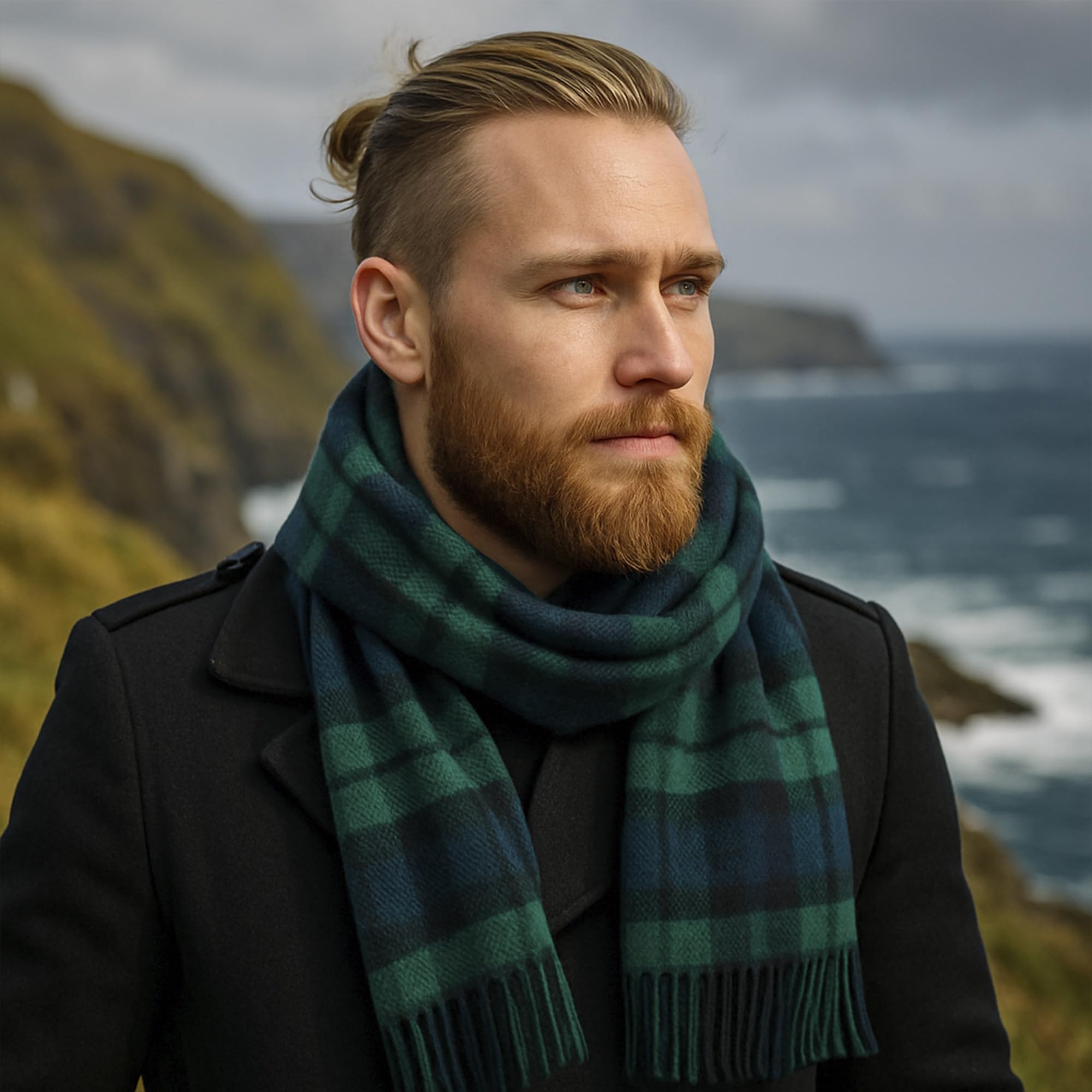 Biddy Murphy 100% Irish Wool Scarf for Women & Men, Soft & Warm, Plaid Tartan, 9" x 78"