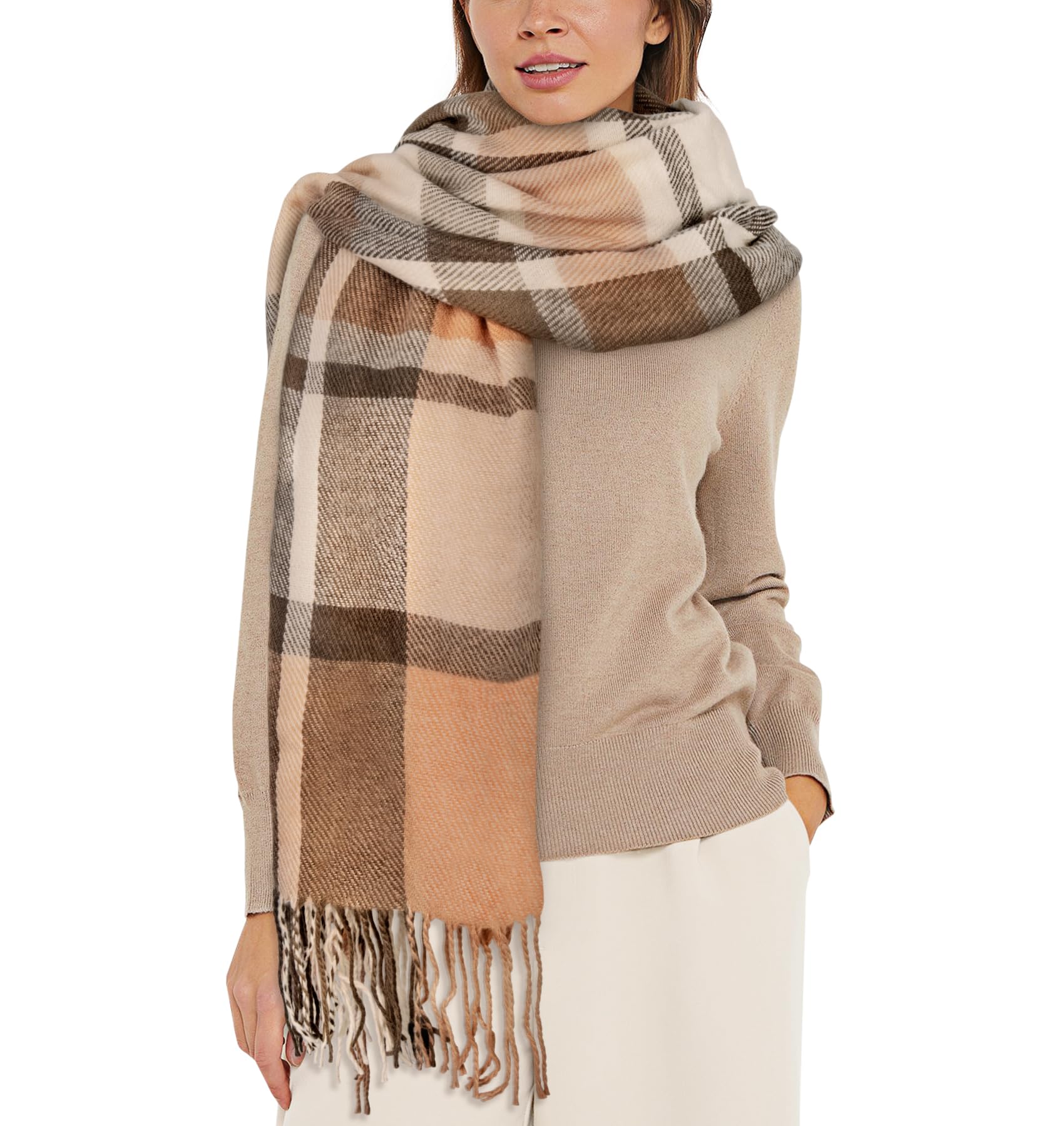 YSense Winter Scarf for Women, Fashion Long Plaid Scarves Warm Big Tartan Blanket Wrap Shawl Ladies Gifts