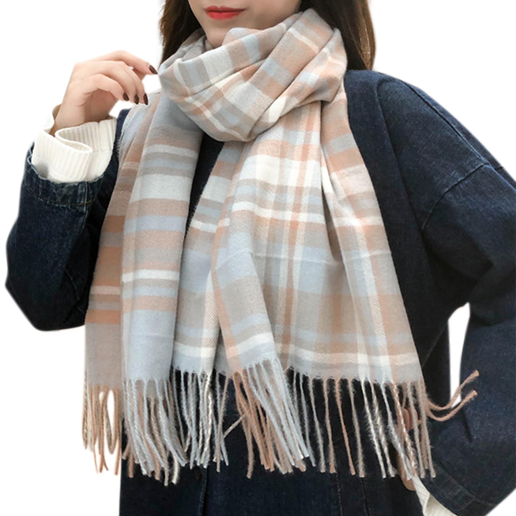 YSense Winter Scarf for Women, Fashion Long Plaid Scarves Warm Big Tartan Blanket Wrap Shawl Ladies Gifts