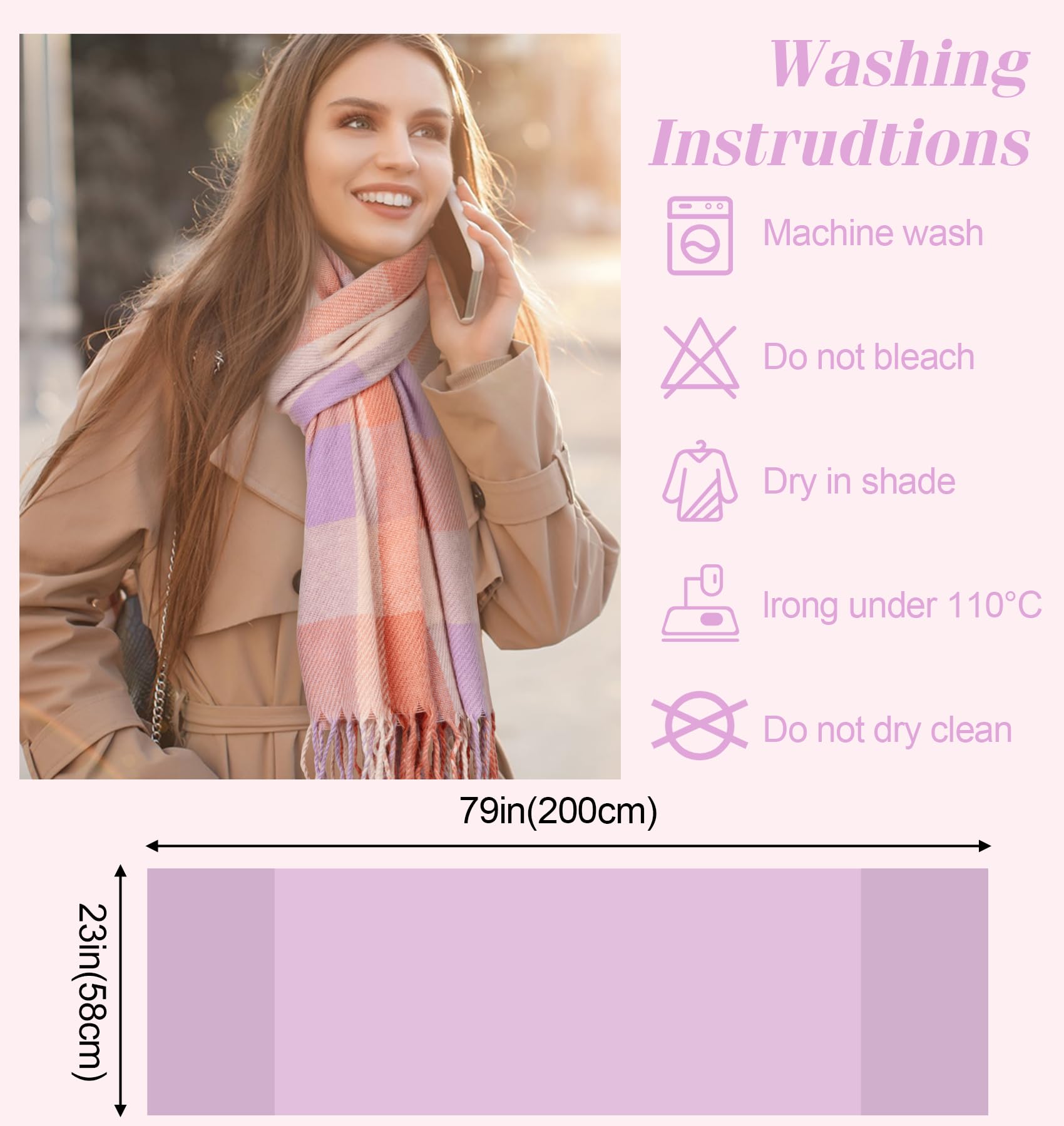 YSense Winter Scarf for Women, Fashion Long Plaid Scarves Warm Big Tartan Blanket Wrap Shawl Ladies Gifts