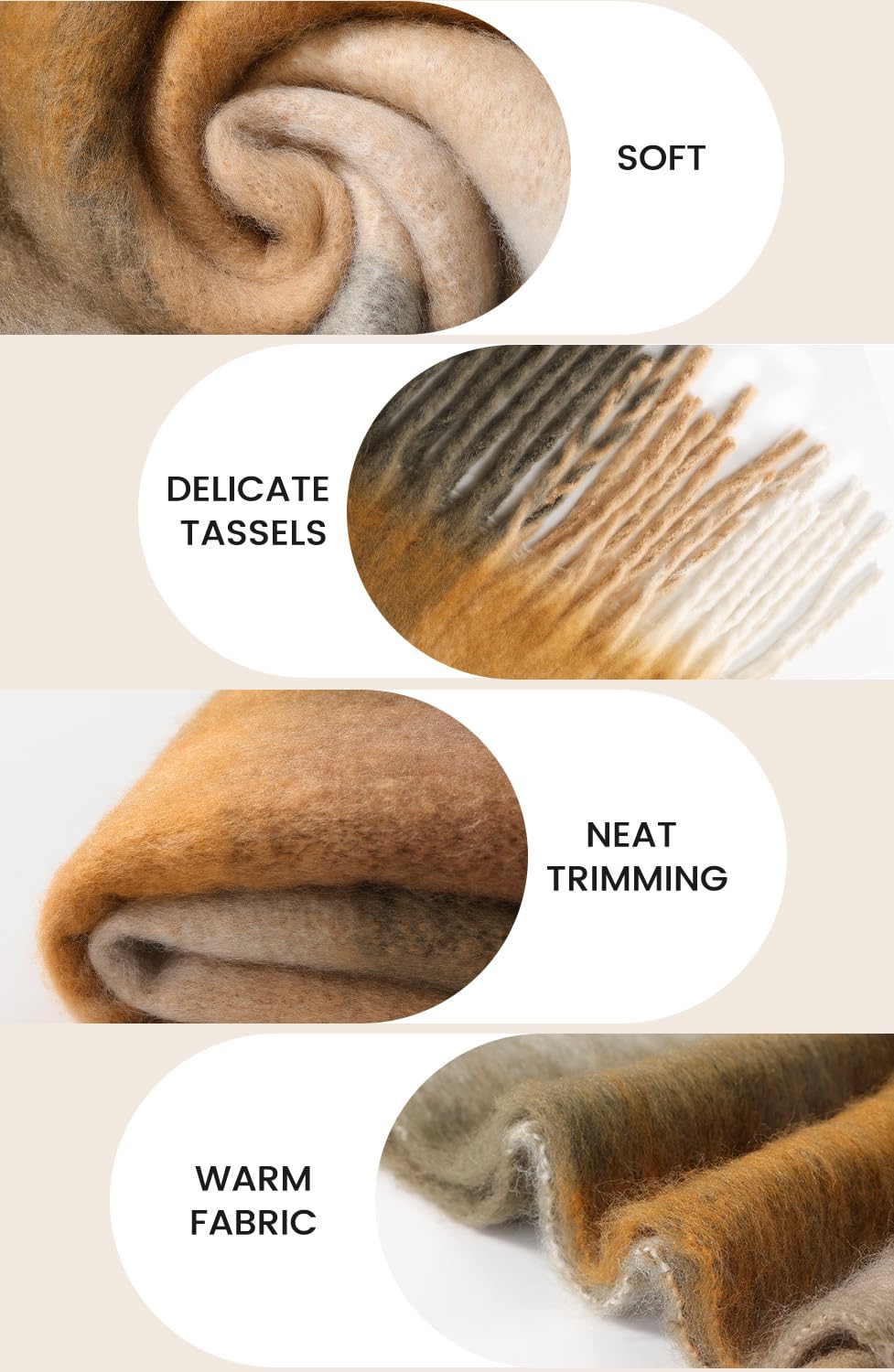 Passionbility Women's Winter Scarfs for Women, Mohair Vintage Scarf Large Chunky Scarf Cashmere Feel Blanket Wrap