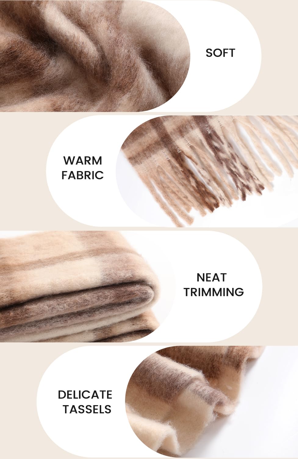 Passionbility Women's Winter Scarfs for Women, Mohair Vintage Scarf Large Chunky Scarf Cashmere Feel Blanket Wrap