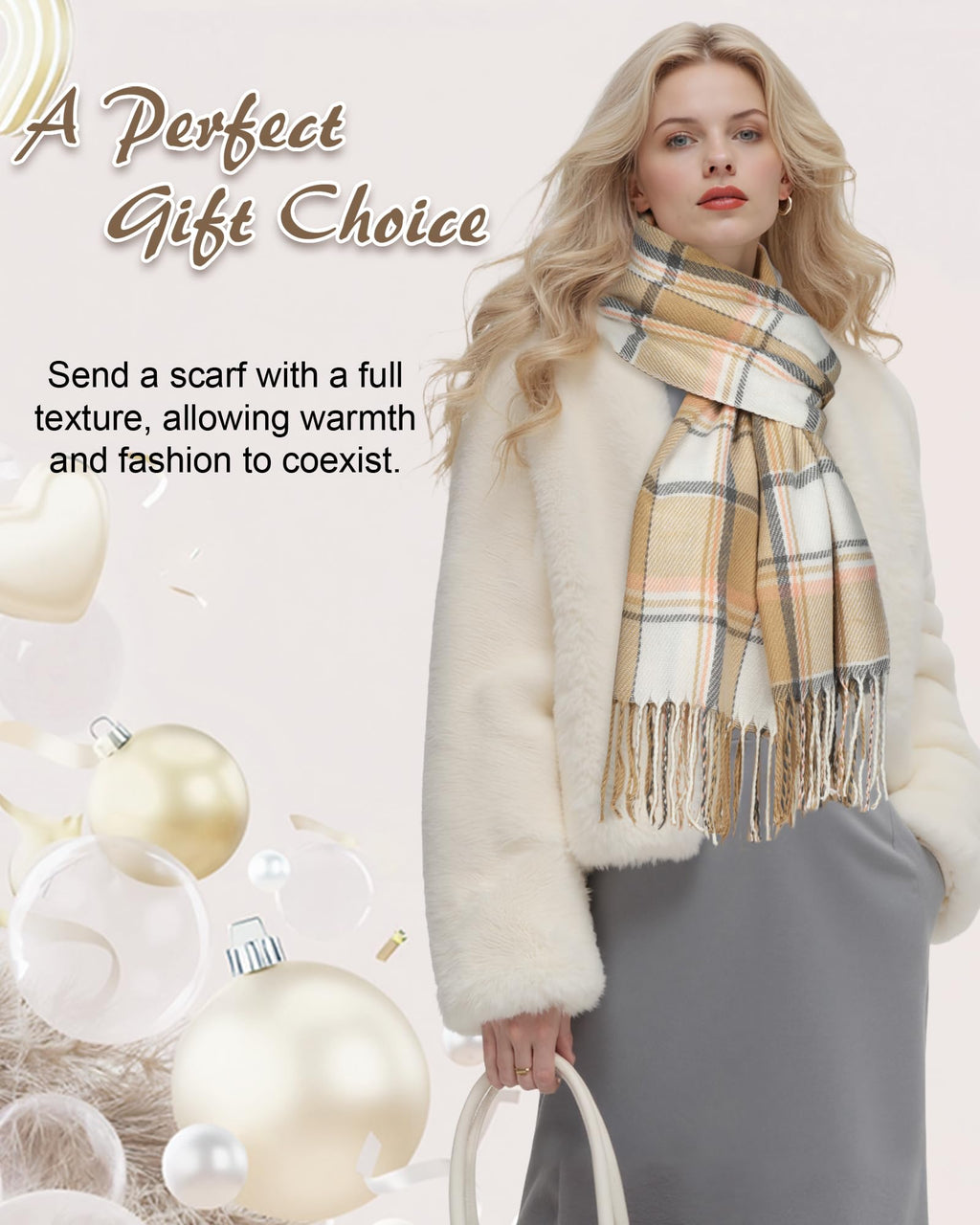 YSense Winter Scarf for Women, Fashion Long Plaid Scarves Warm Big Tartan Blanket Wrap Shawl Ladies Gifts