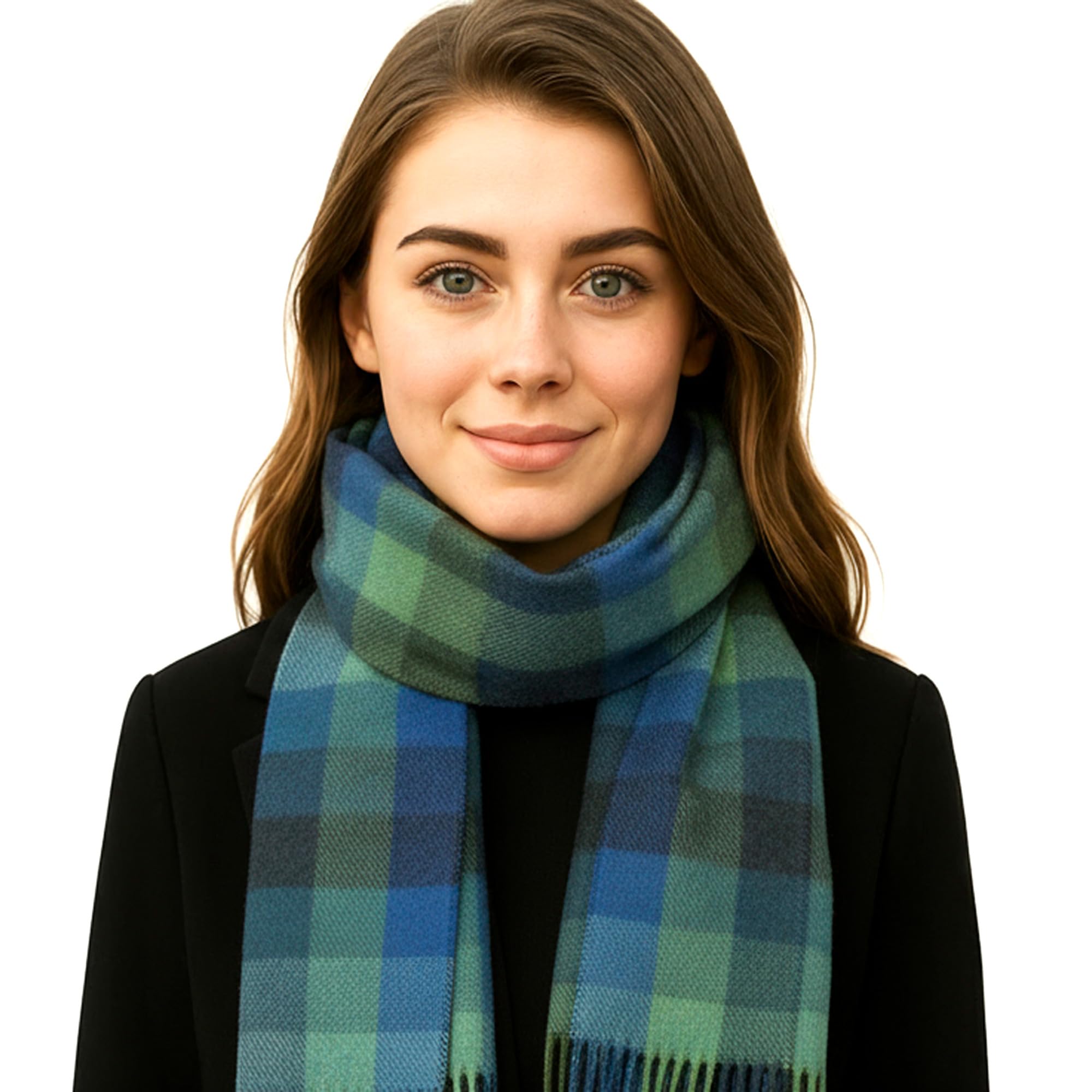 Biddy Murphy 100% Irish Wool Scarf for Women & Men, Soft & Warm, Plaid Tartan, 9" x 78"