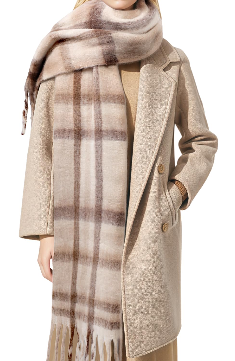 Passionbility Women's Winter Scarfs for Women, Mohair Vintage Scarf Large Chunky Scarf Cashmere Feel Blanket Wrap