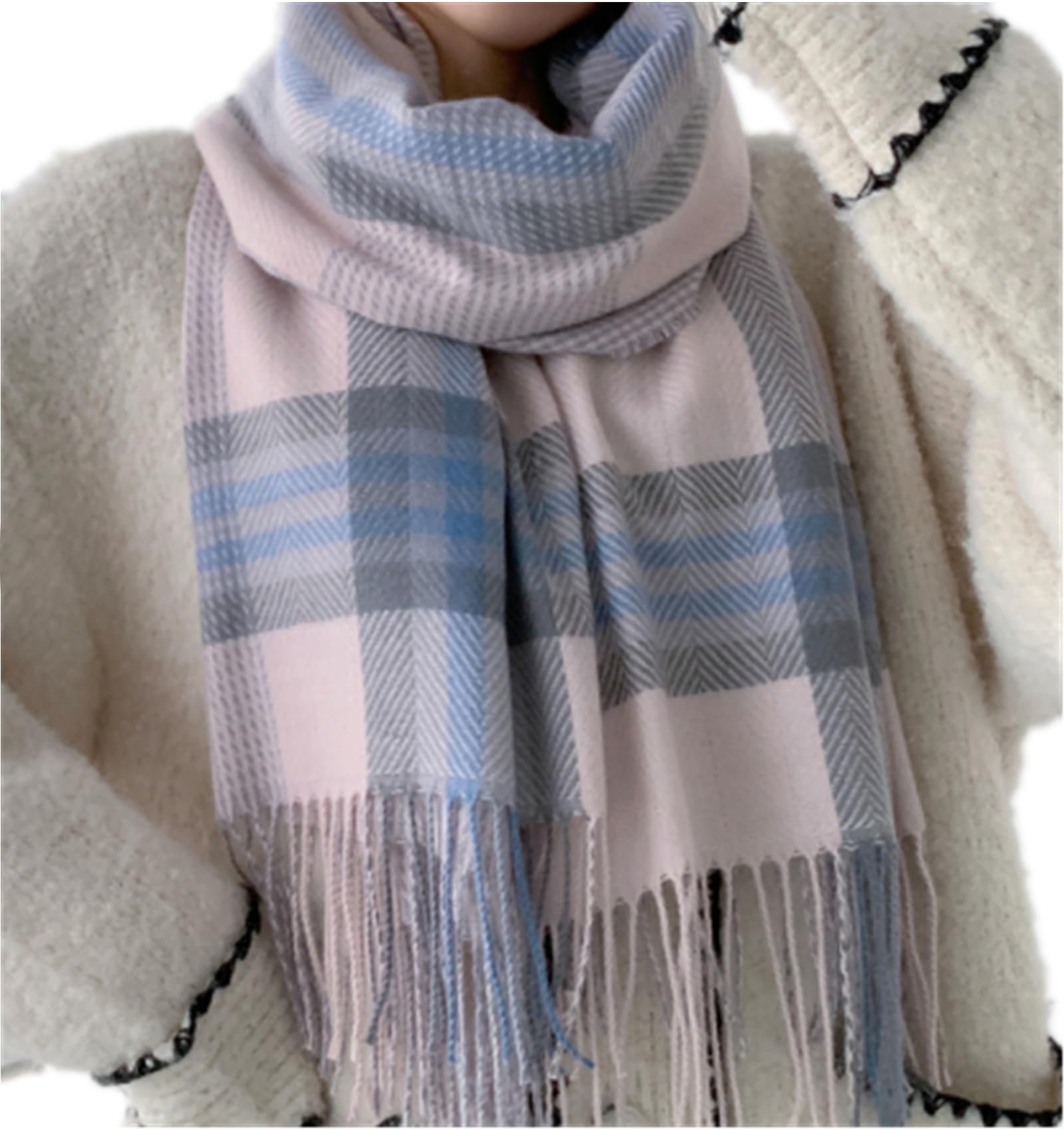 YSense Winter Scarf for Women, Fashion Long Plaid Scarves Warm Big Tartan Blanket Wrap Shawl Ladies Gifts