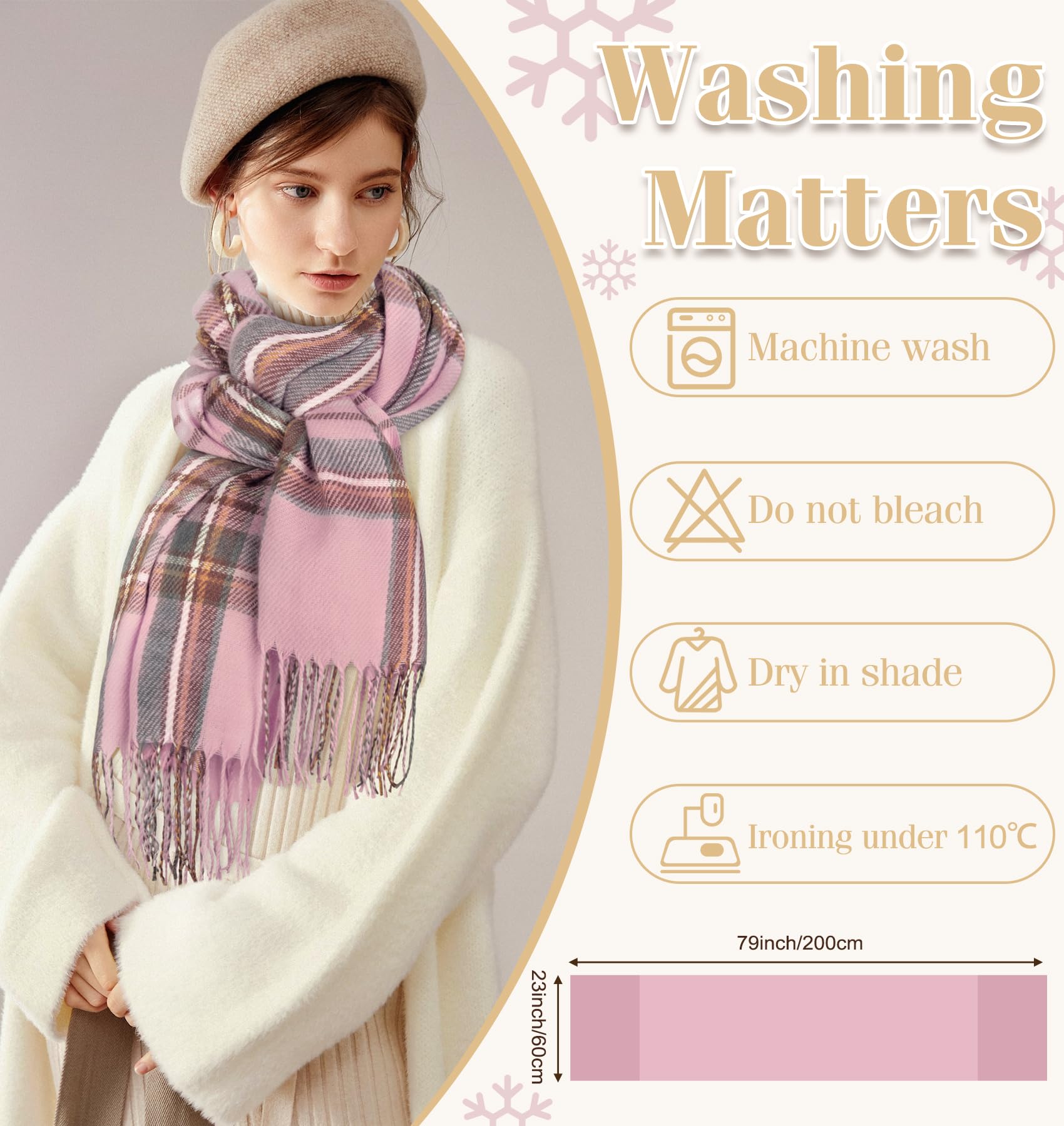 YSense Winter Scarf for Women, Fashion Long Plaid Scarves Warm Big Tartan Blanket Wrap Shawl Ladies Gifts