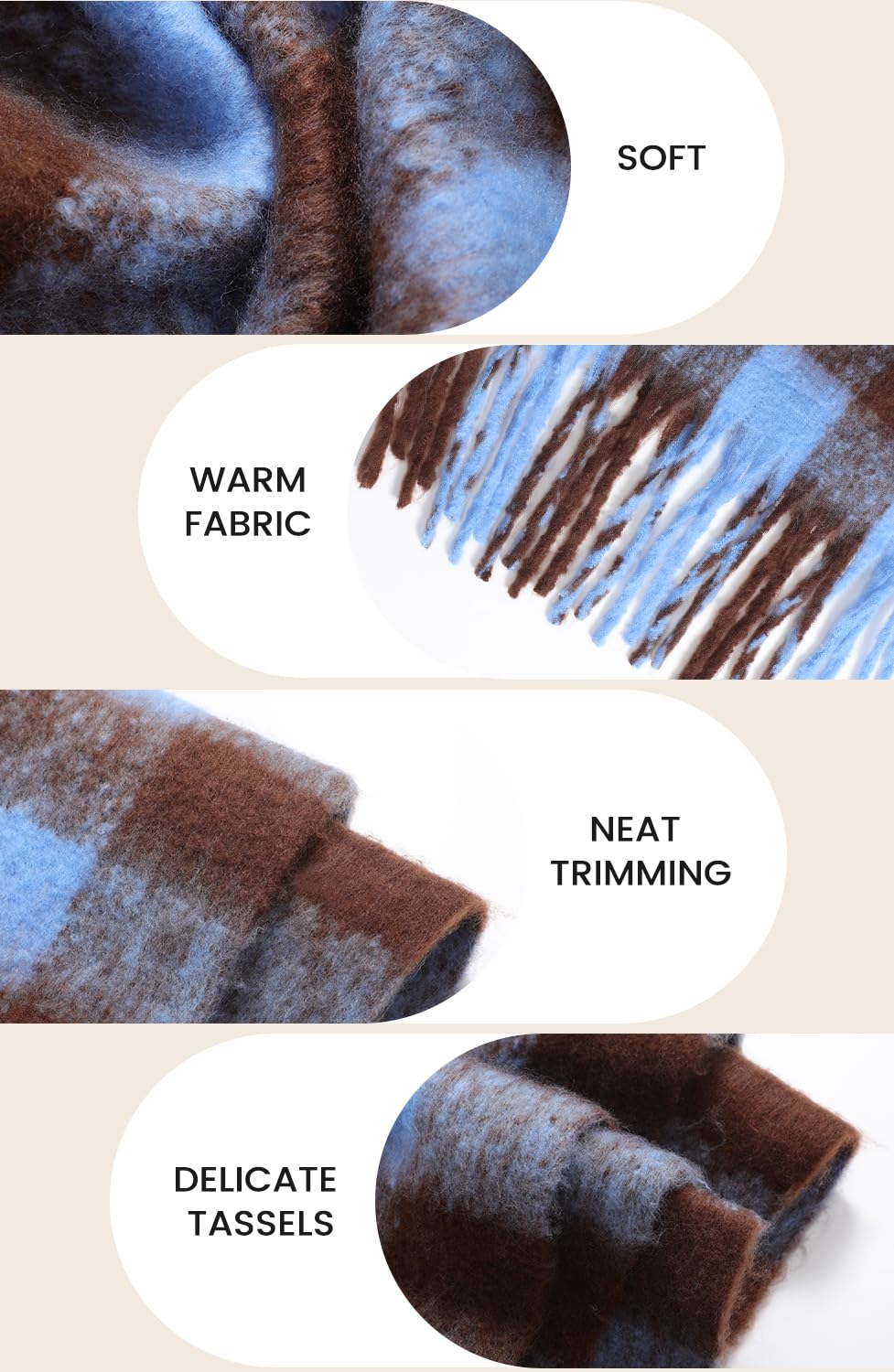 Passionbility Women's Winter Scarfs for Women, Mohair Vintage Scarf Large Chunky Scarf Cashmere Feel Blanket Wrap