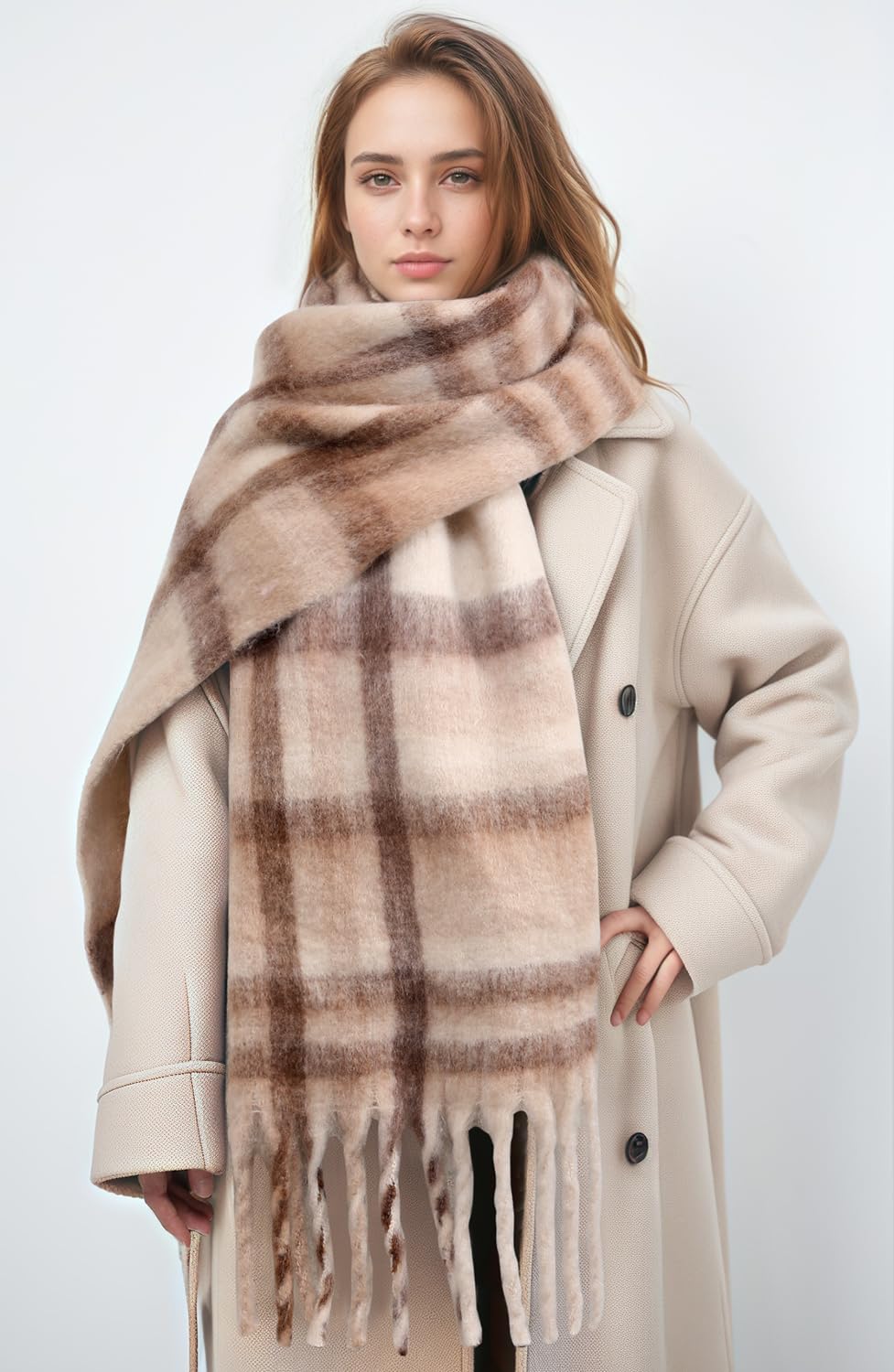 Passionbility Women's Winter Scarfs for Women, Mohair Vintage Scarf Large Chunky Scarf Cashmere Feel Blanket Wrap